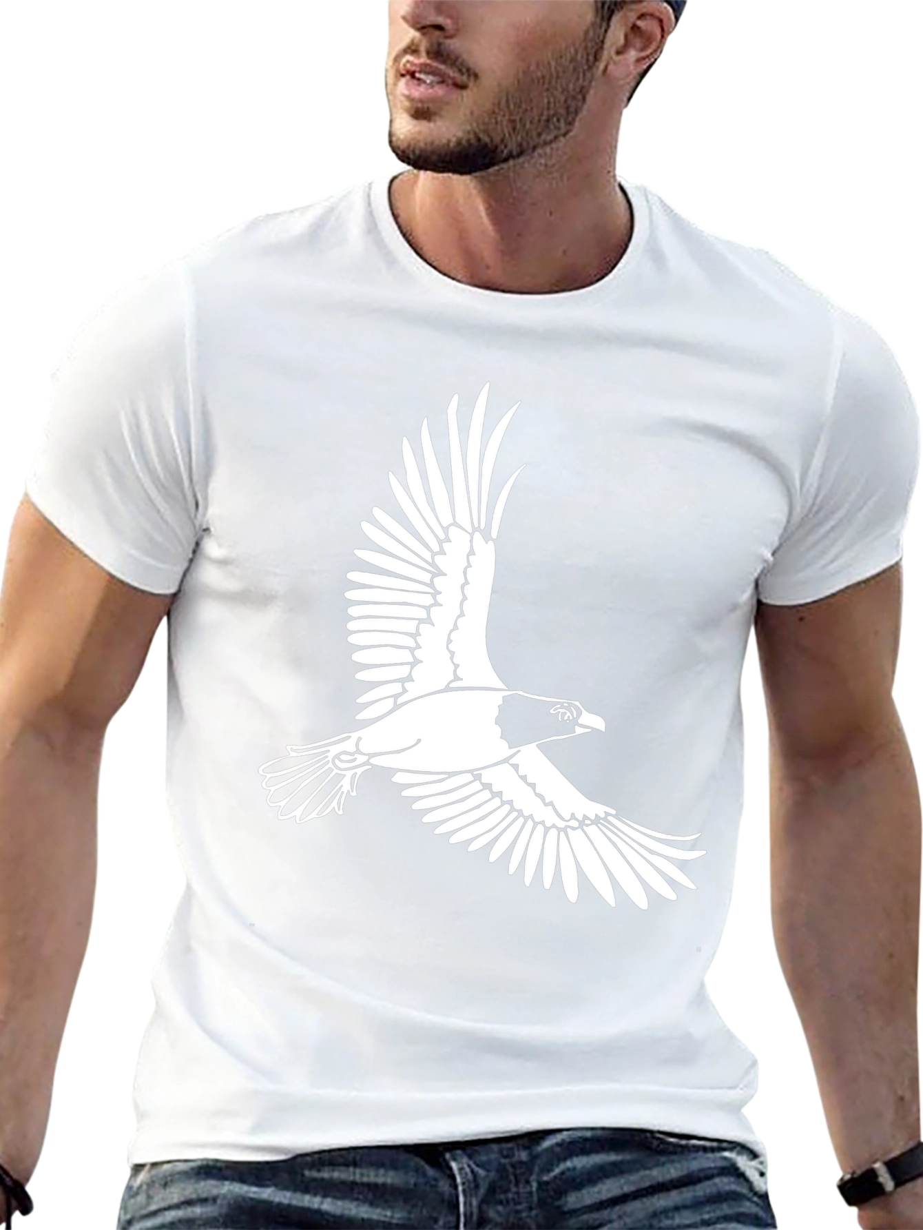 Flying Bird Graphic Tee - Black Cotton T-Shirt
