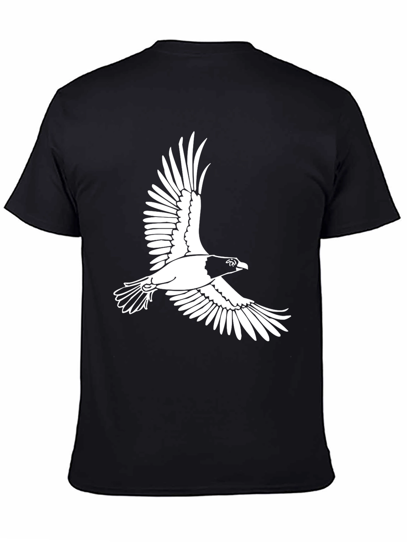 Flying Bird Graphic Tee - Black Cotton T-Shirt