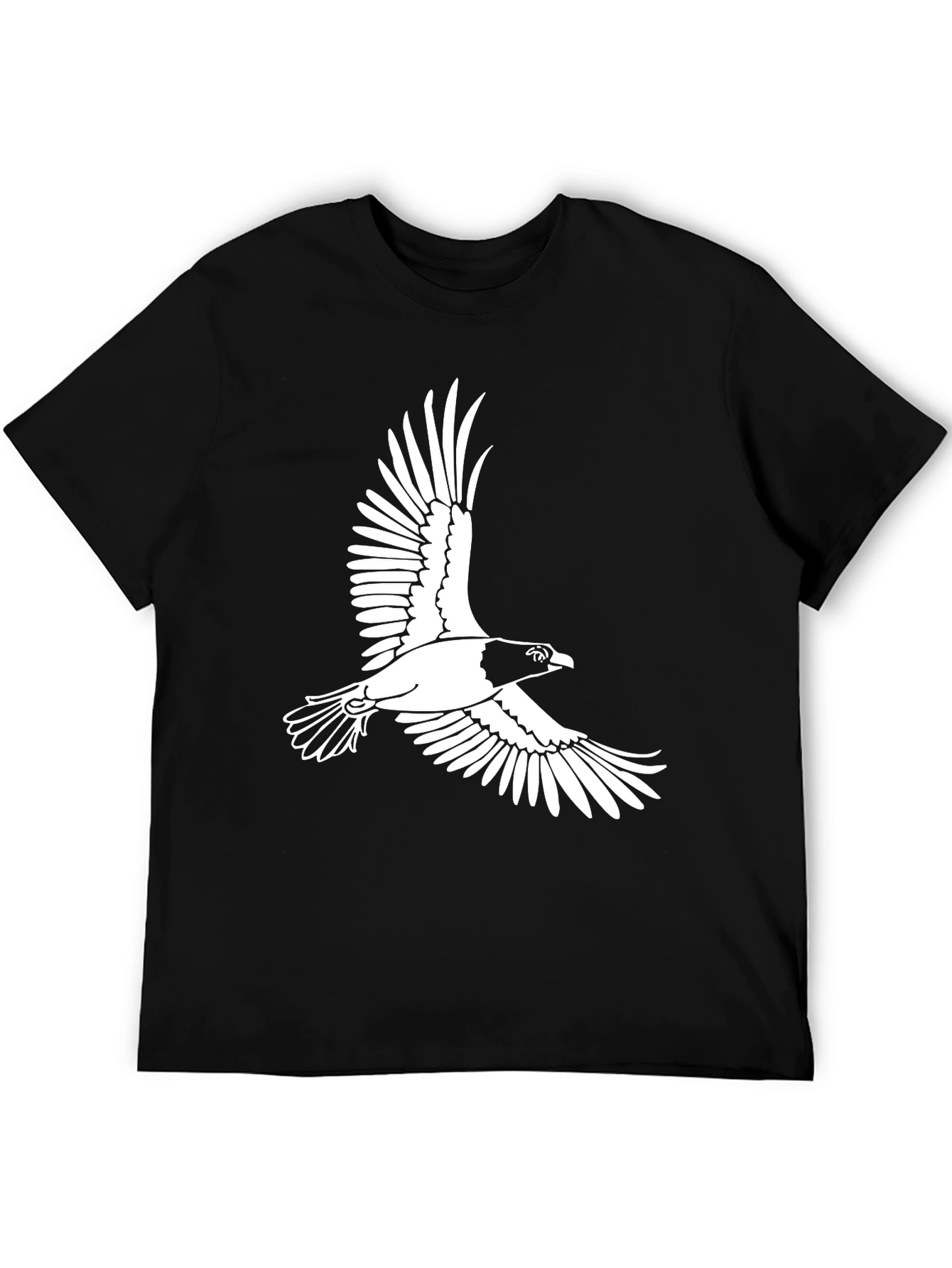 Flying Bird Graphic Tee - Black Cotton T-Shirt