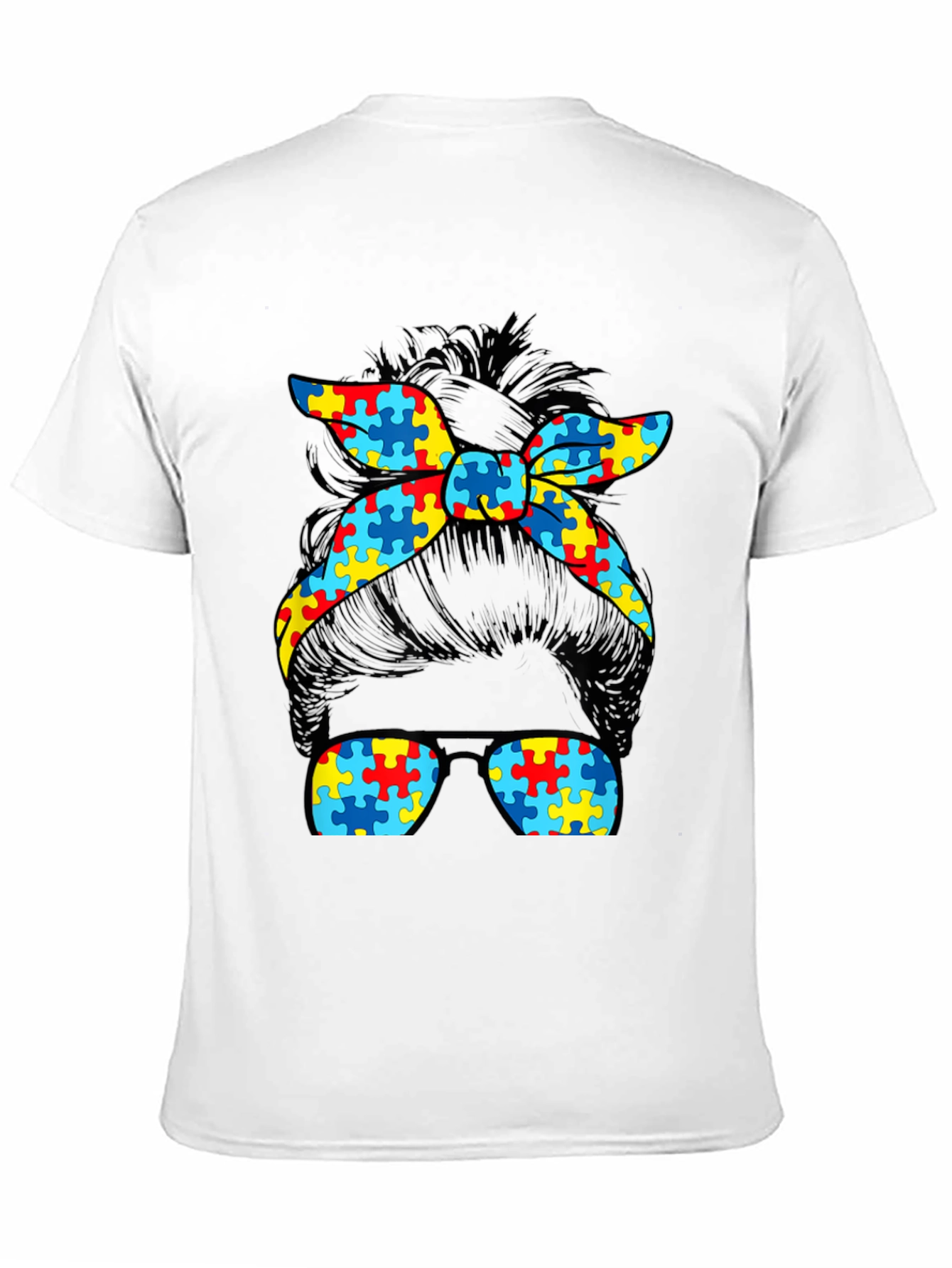 Autism Awareness Messy Bun T-Shirt