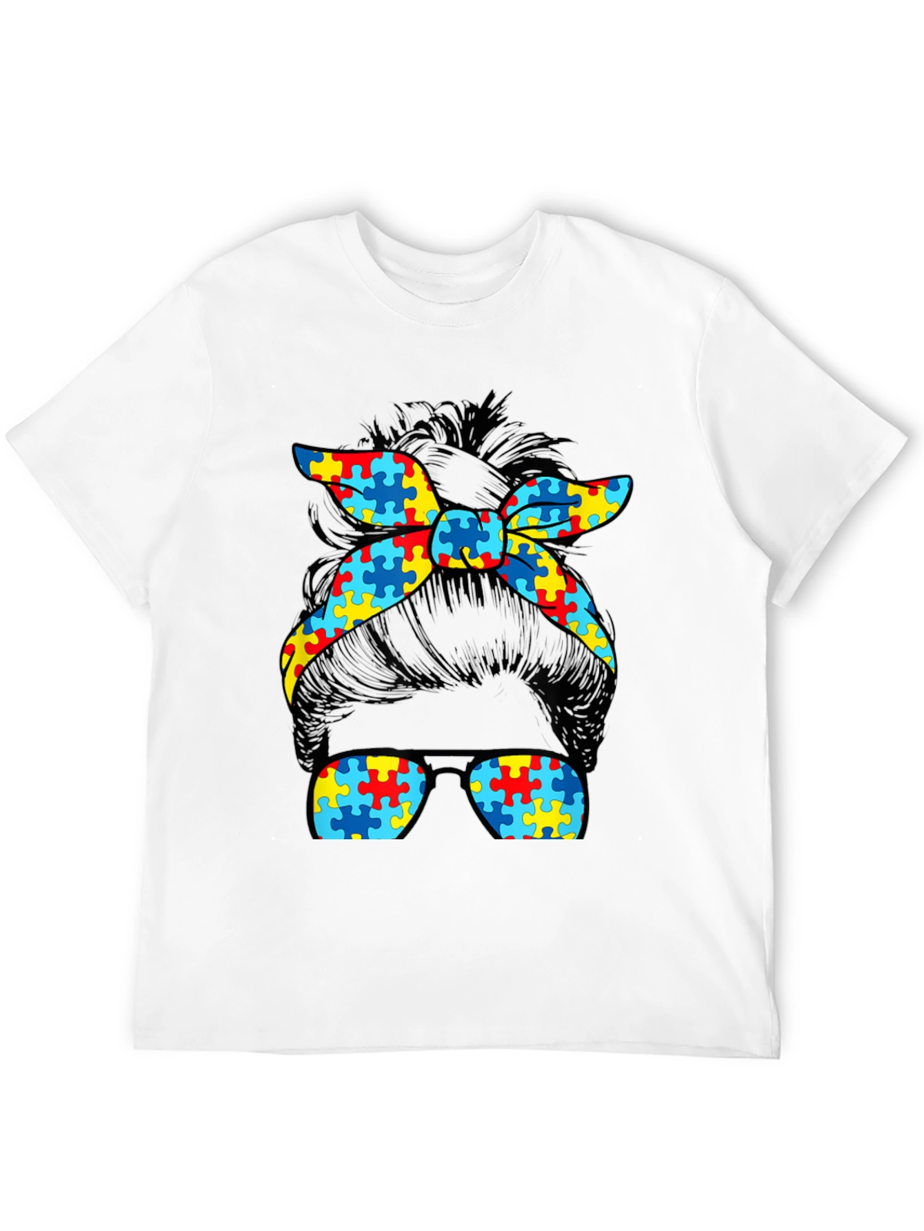 Autism Awareness Messy Bun T-Shirt