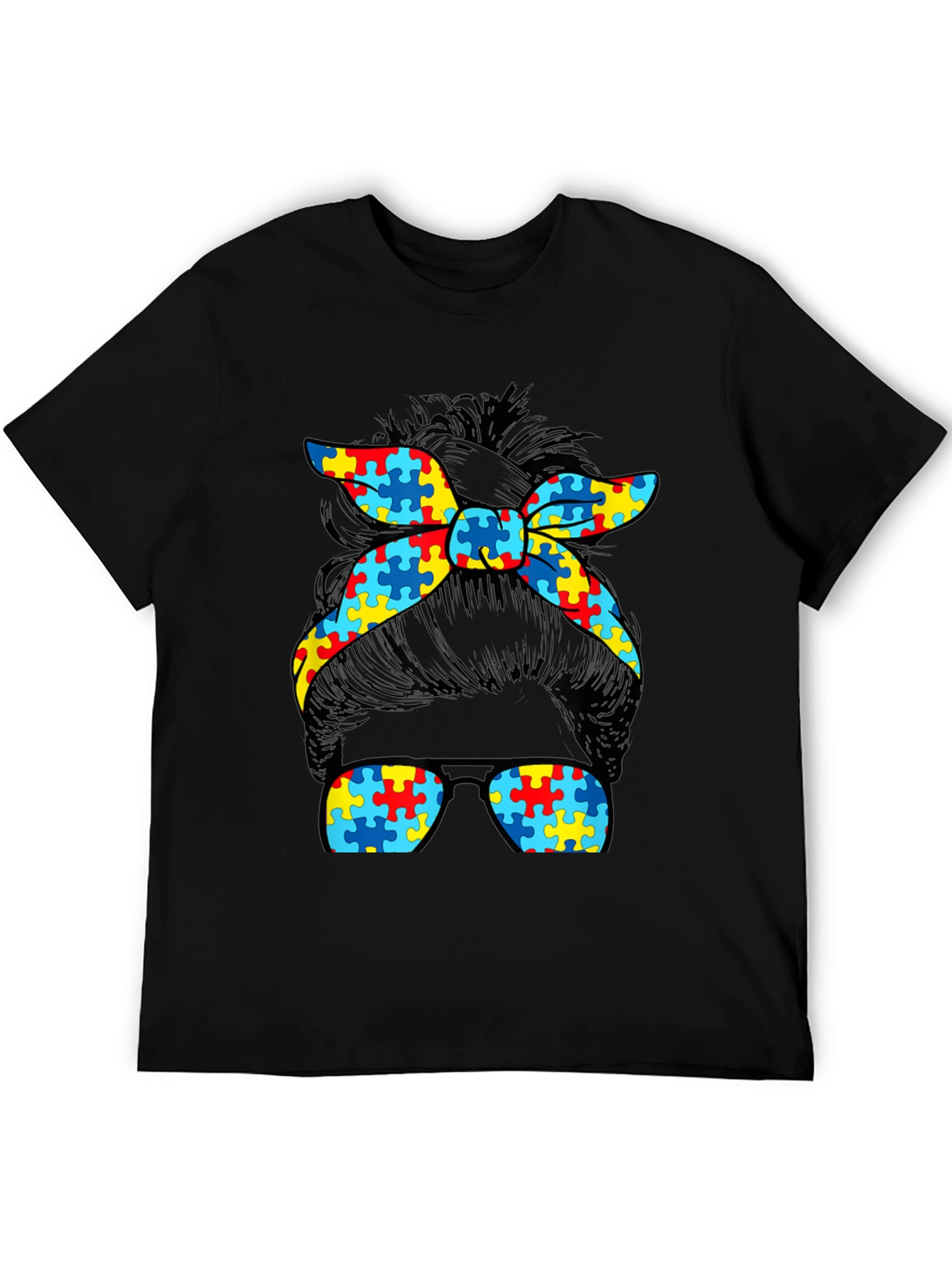 Autism Awareness Messy Bun T-Shirt