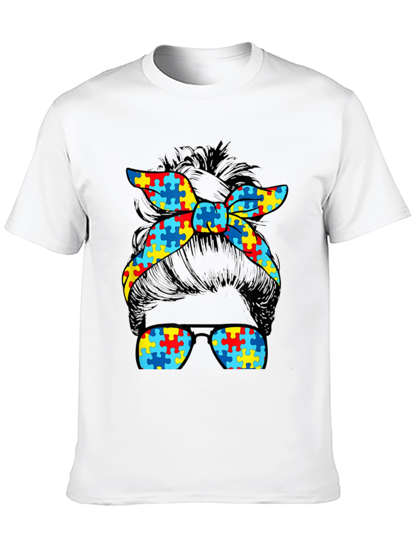 Autism Awareness Messy Bun T-Shirt