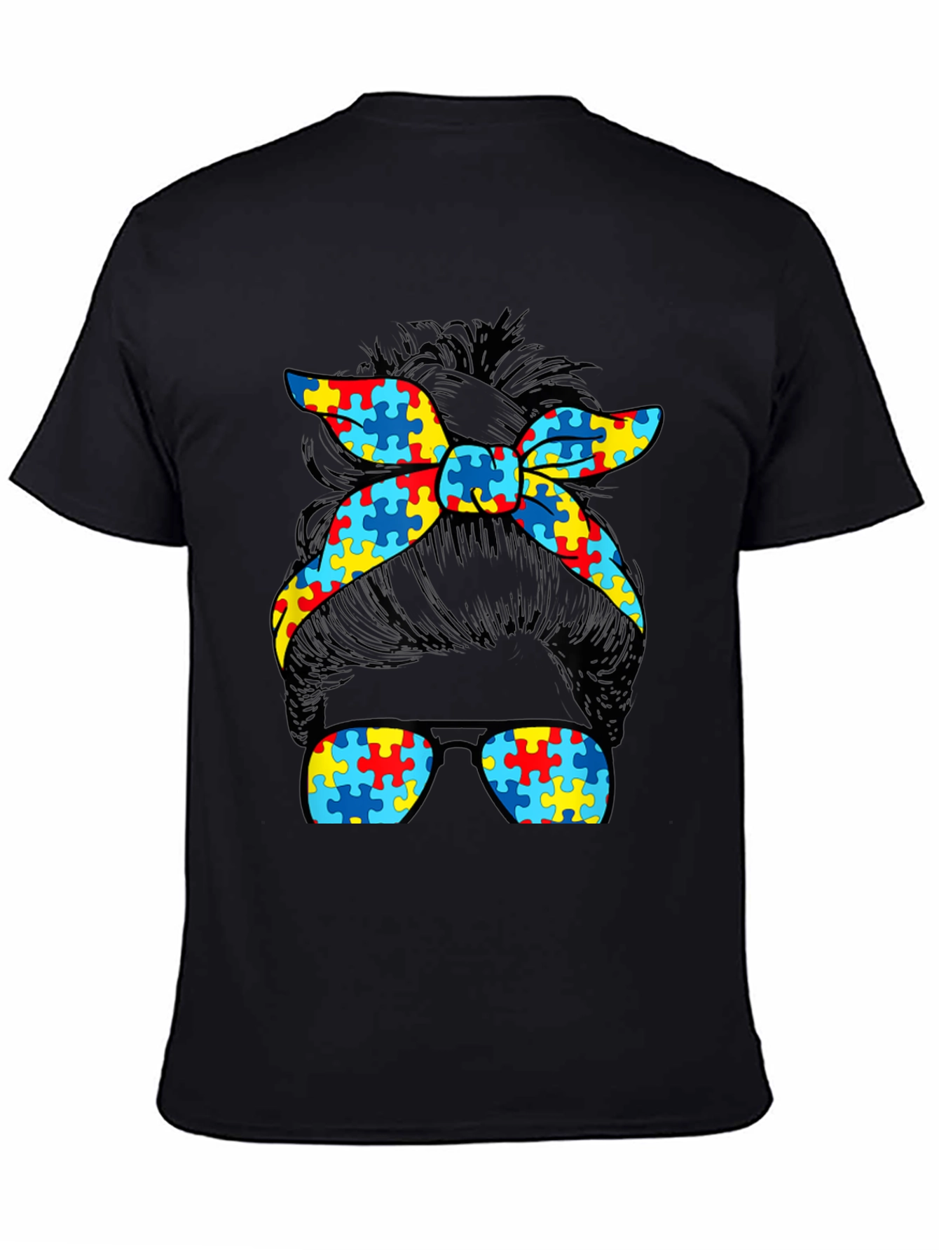 Autism Awareness Messy Bun T-Shirt