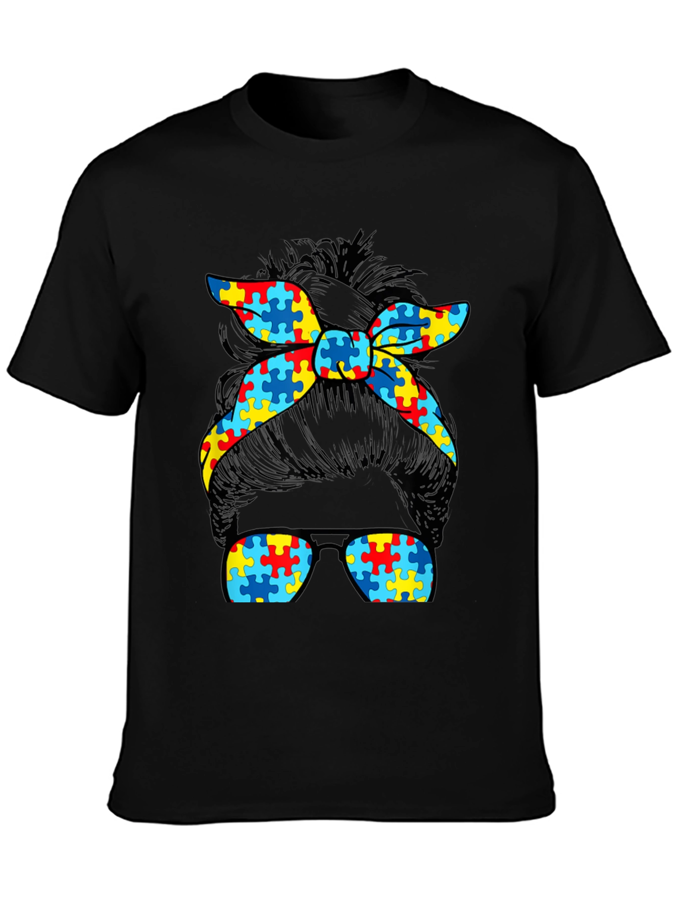 Autism Awareness Messy Bun T-Shirt