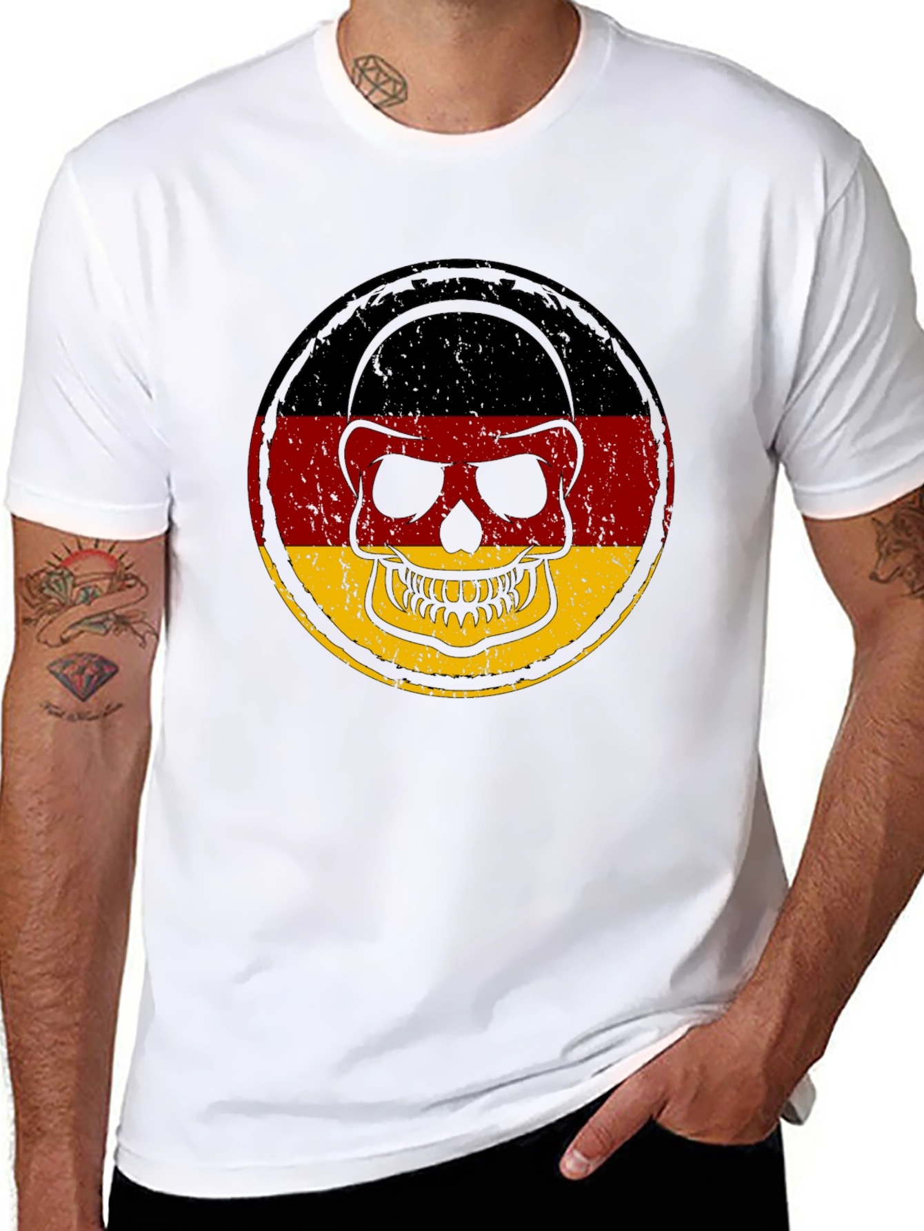 German Flag Skull Graphic T-Shirt