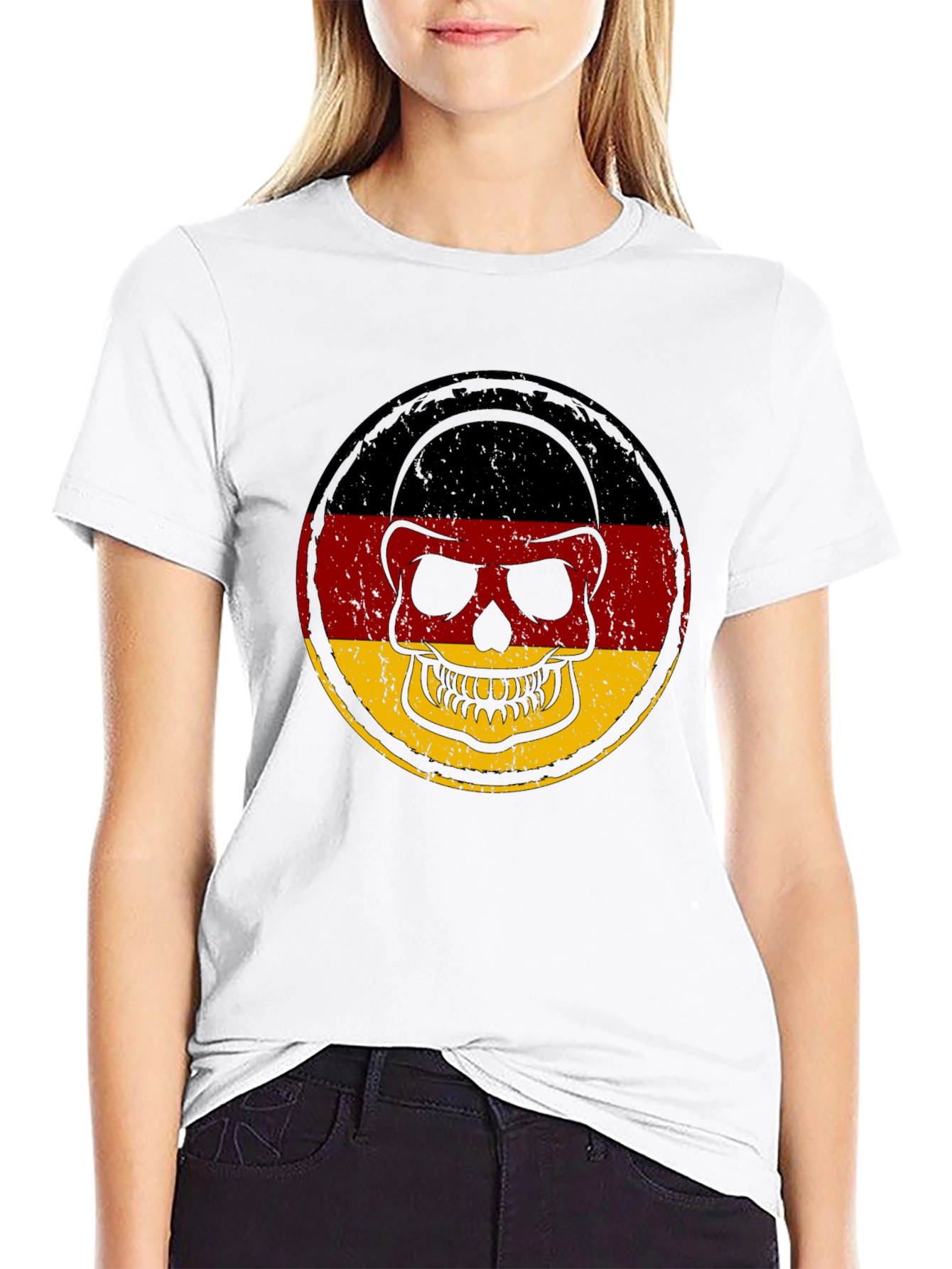 German Flag Skull Graphic T-Shirt