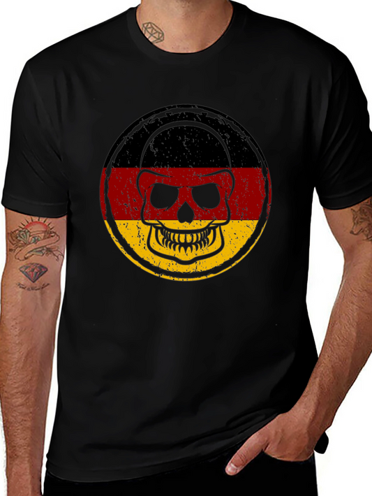 German Flag Skull Graphic T-Shirt