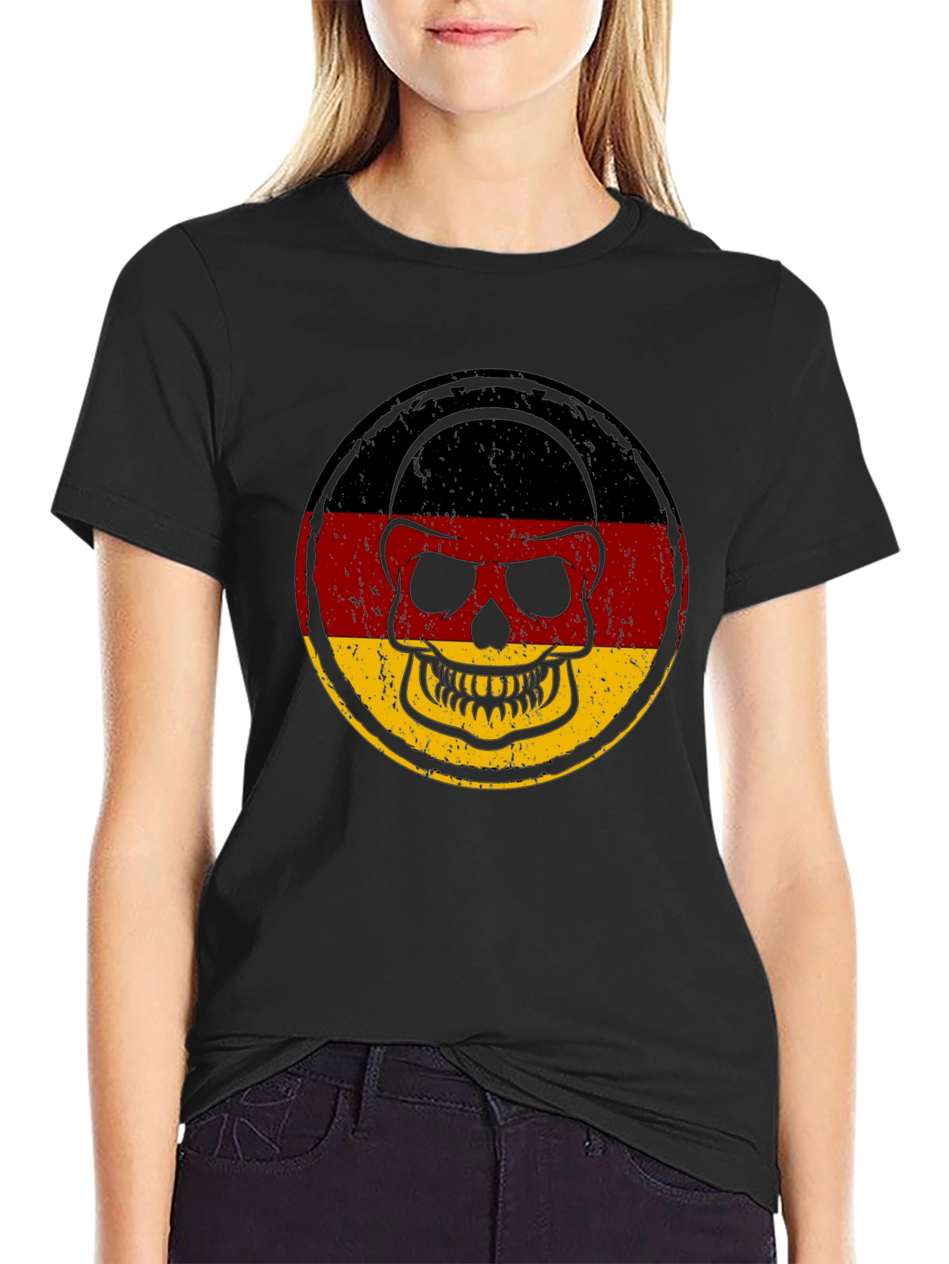 German Flag Skull Graphic T-Shirt