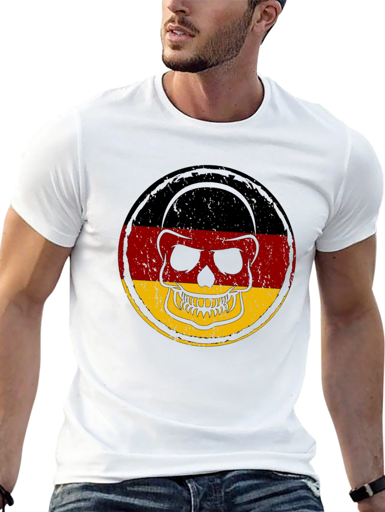 German Flag Skull Graphic T-Shirt