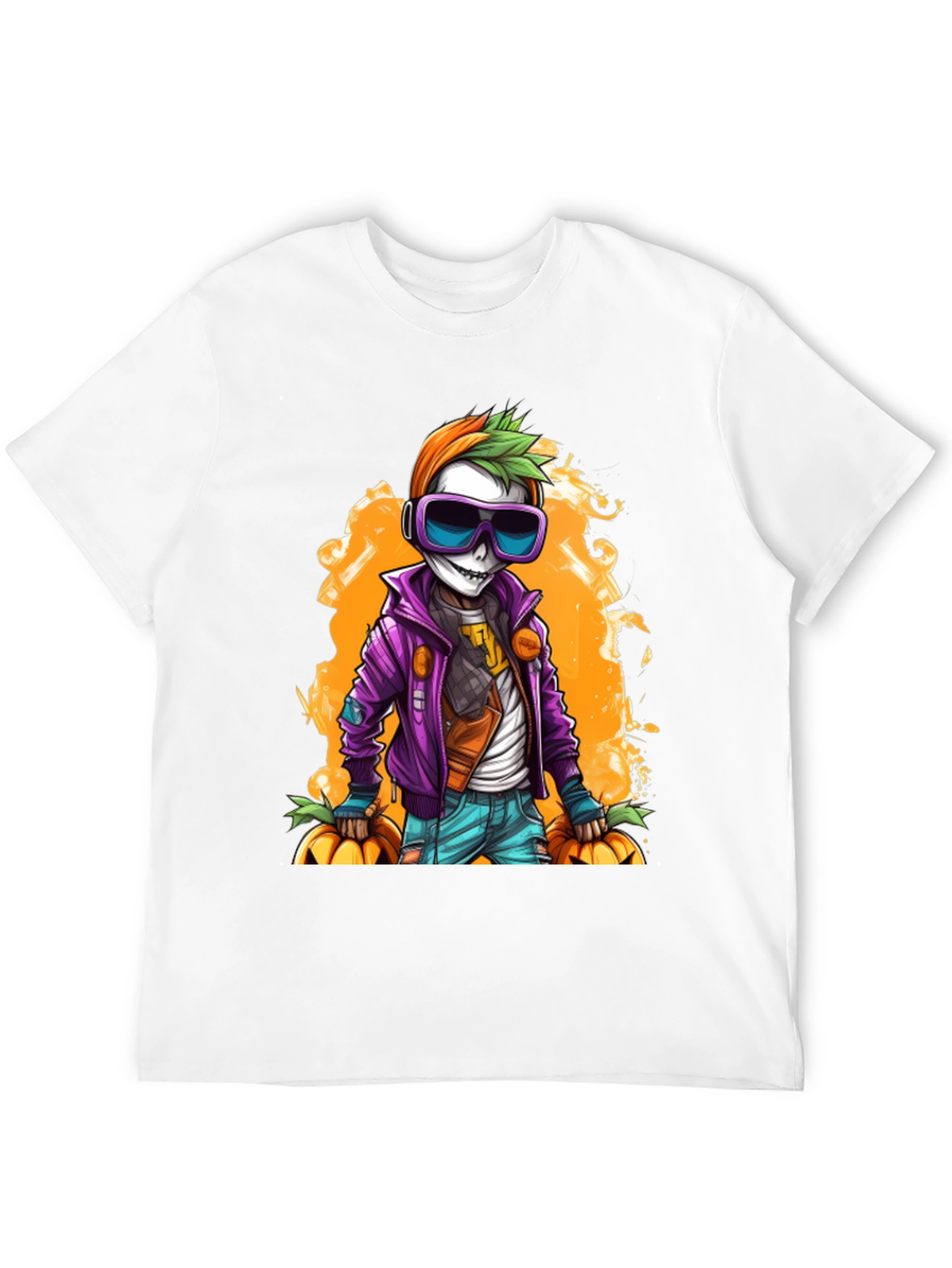 Halloween Skeleton Graphic Tee - Spooky Style!