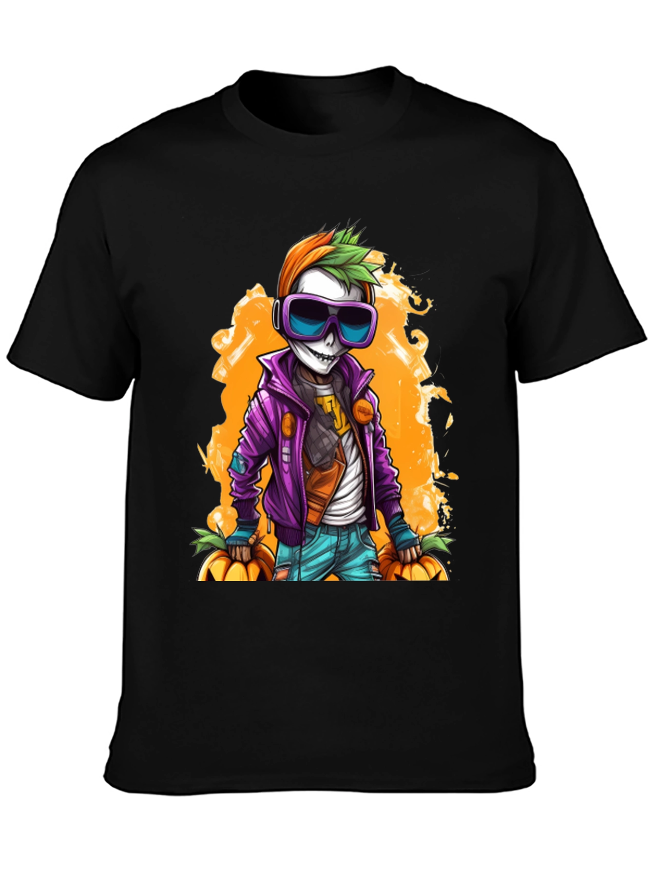 Halloween Skeleton Graphic Tee - Spooky Style!