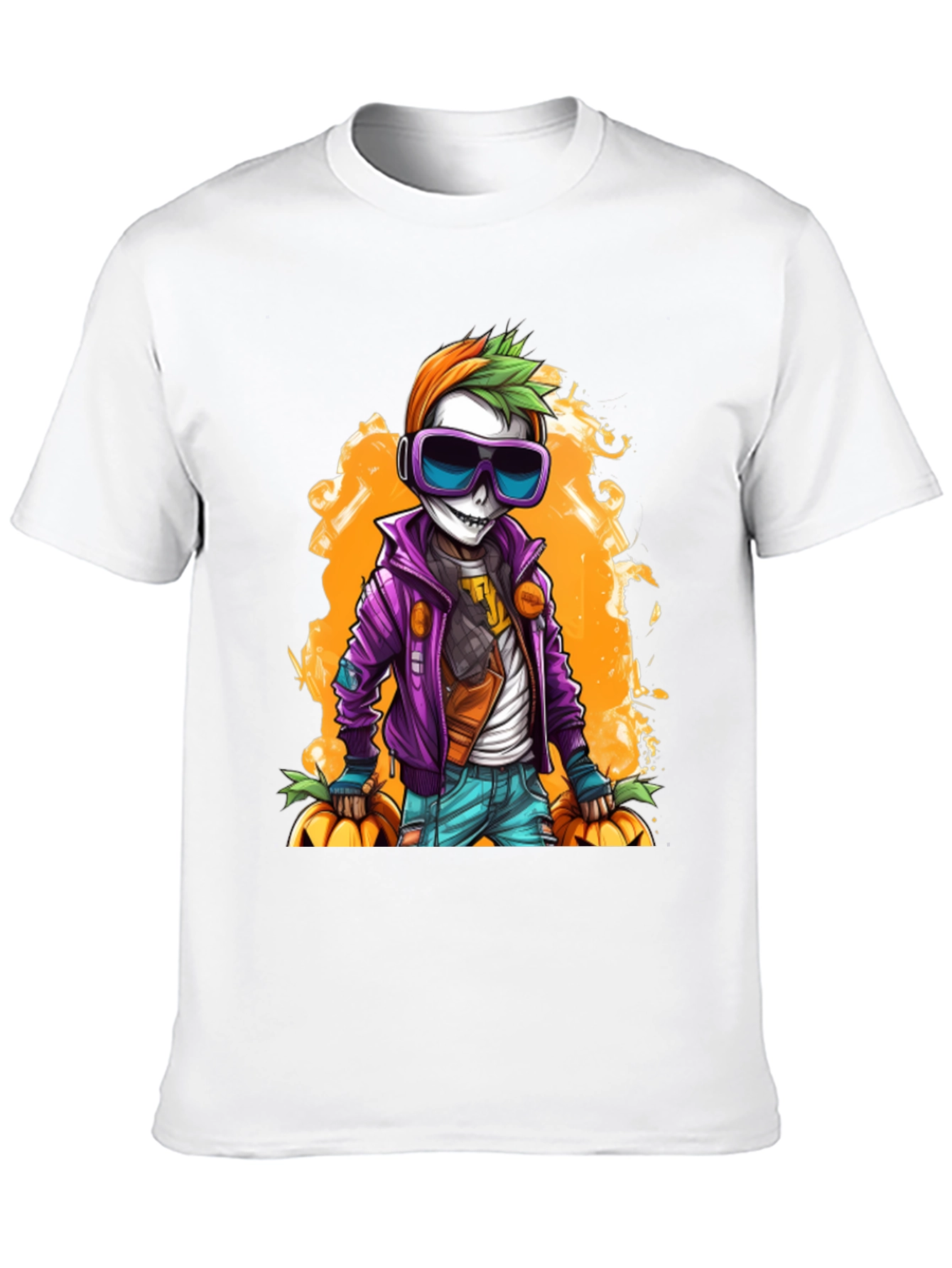 Halloween Skeleton Graphic Tee - Spooky Style!