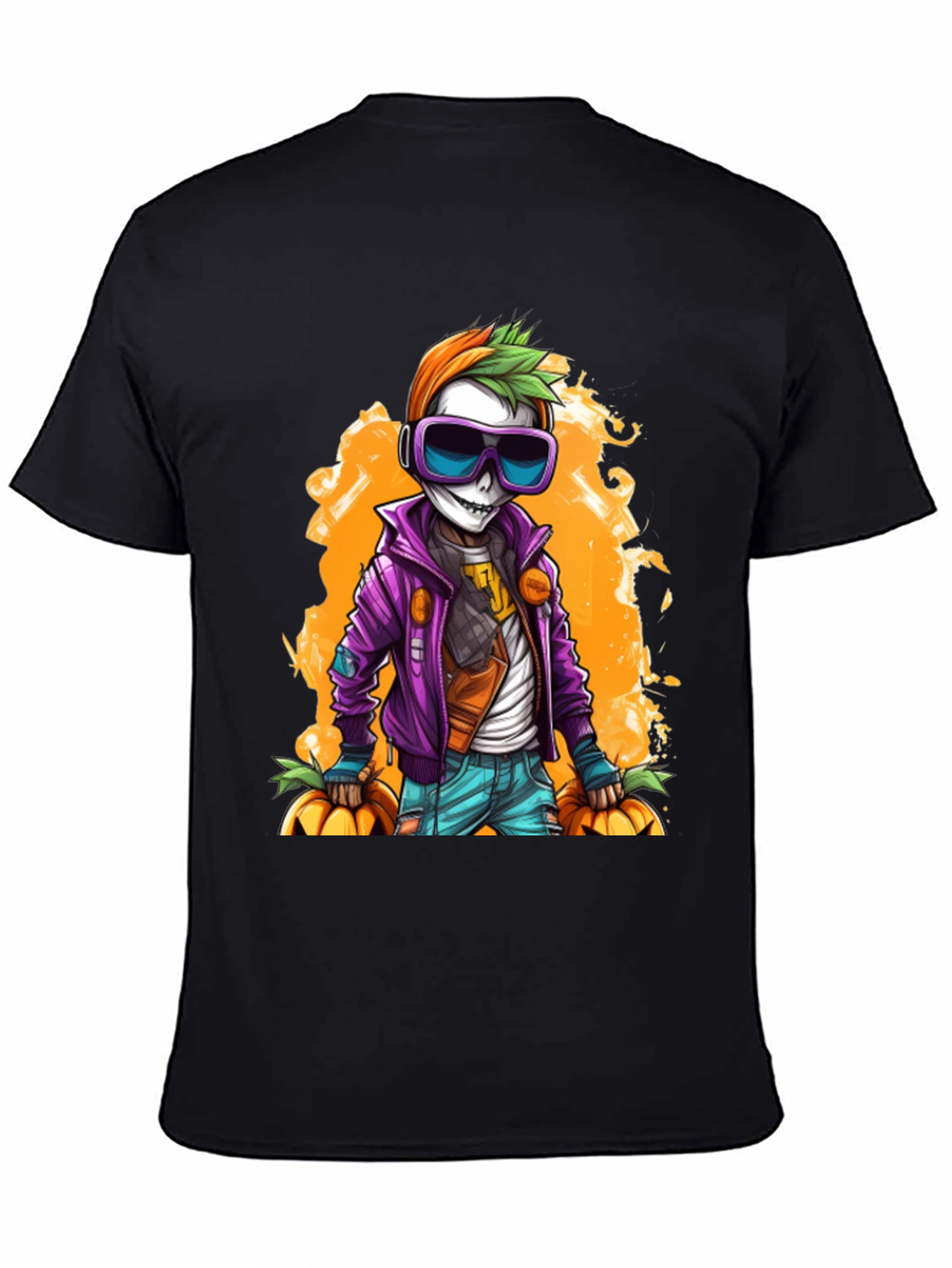 Halloween Skeleton Graphic Tee - Spooky Style!