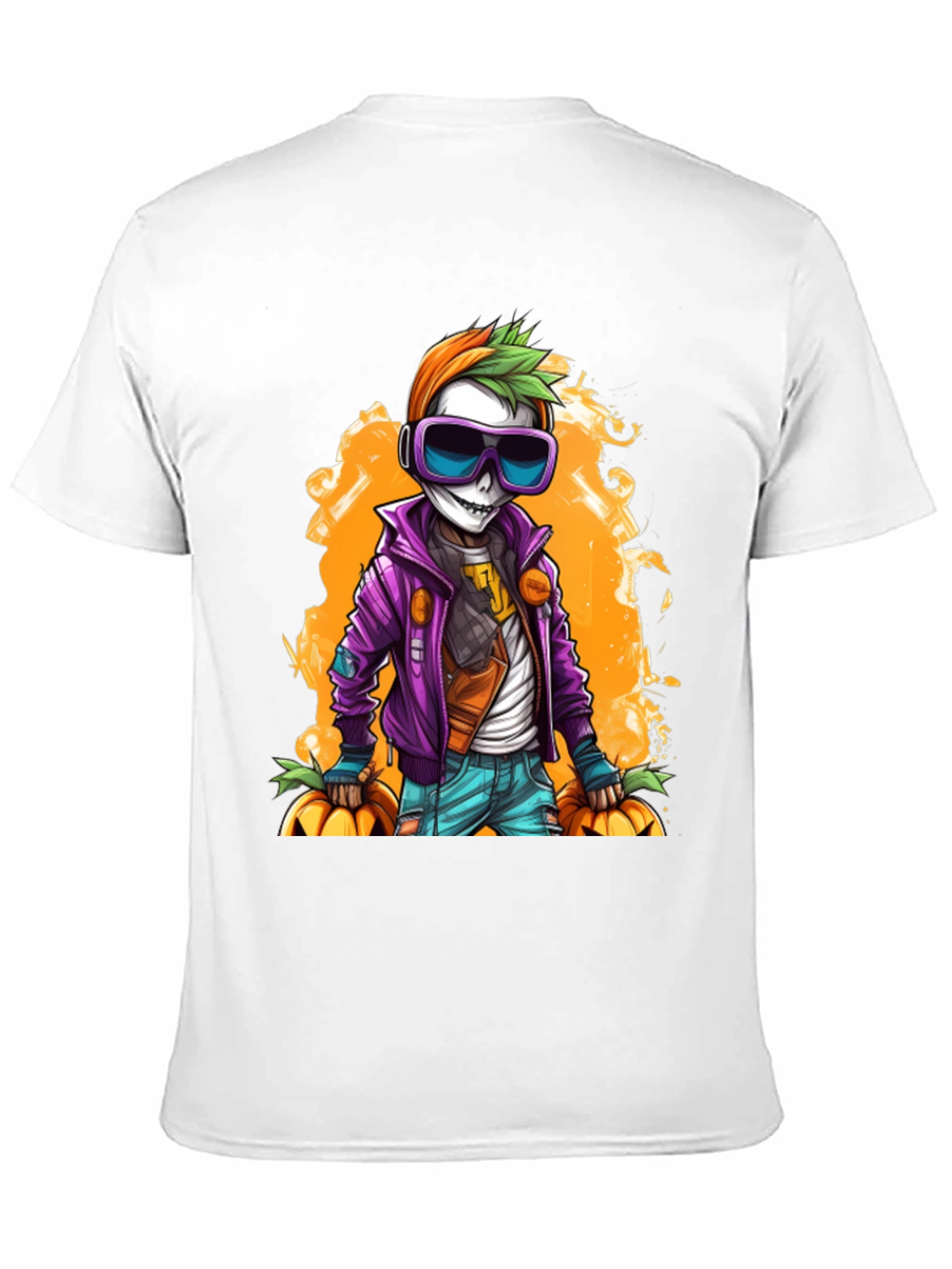 Halloween Skeleton Graphic Tee - Spooky Style!
