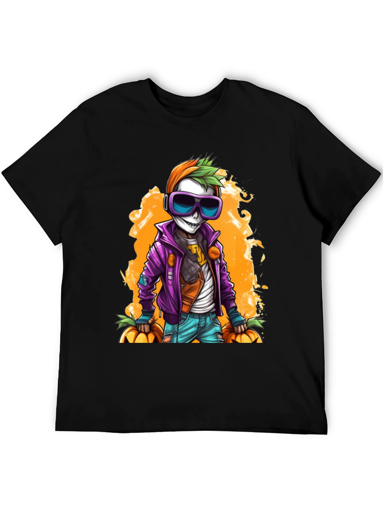 Halloween Skeleton Graphic Tee - Spooky Style!
