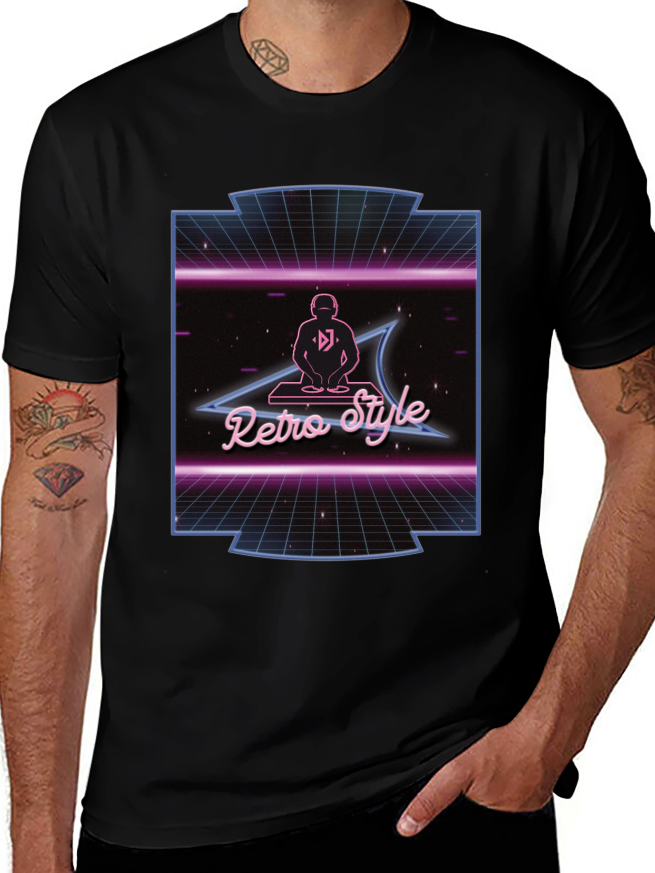 Retro Style DJ Black T-Shirt