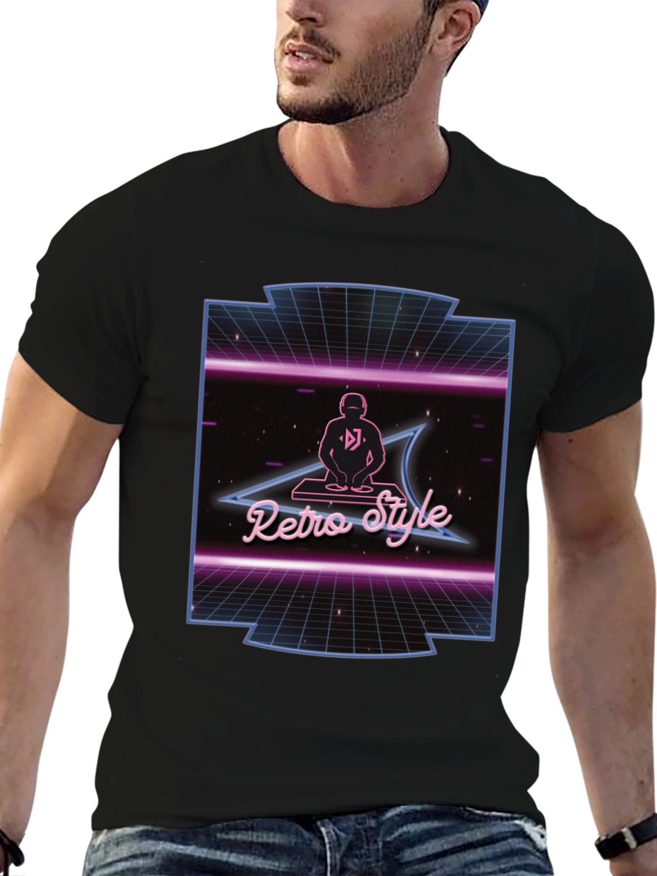 Retro Style DJ Black T-Shirt