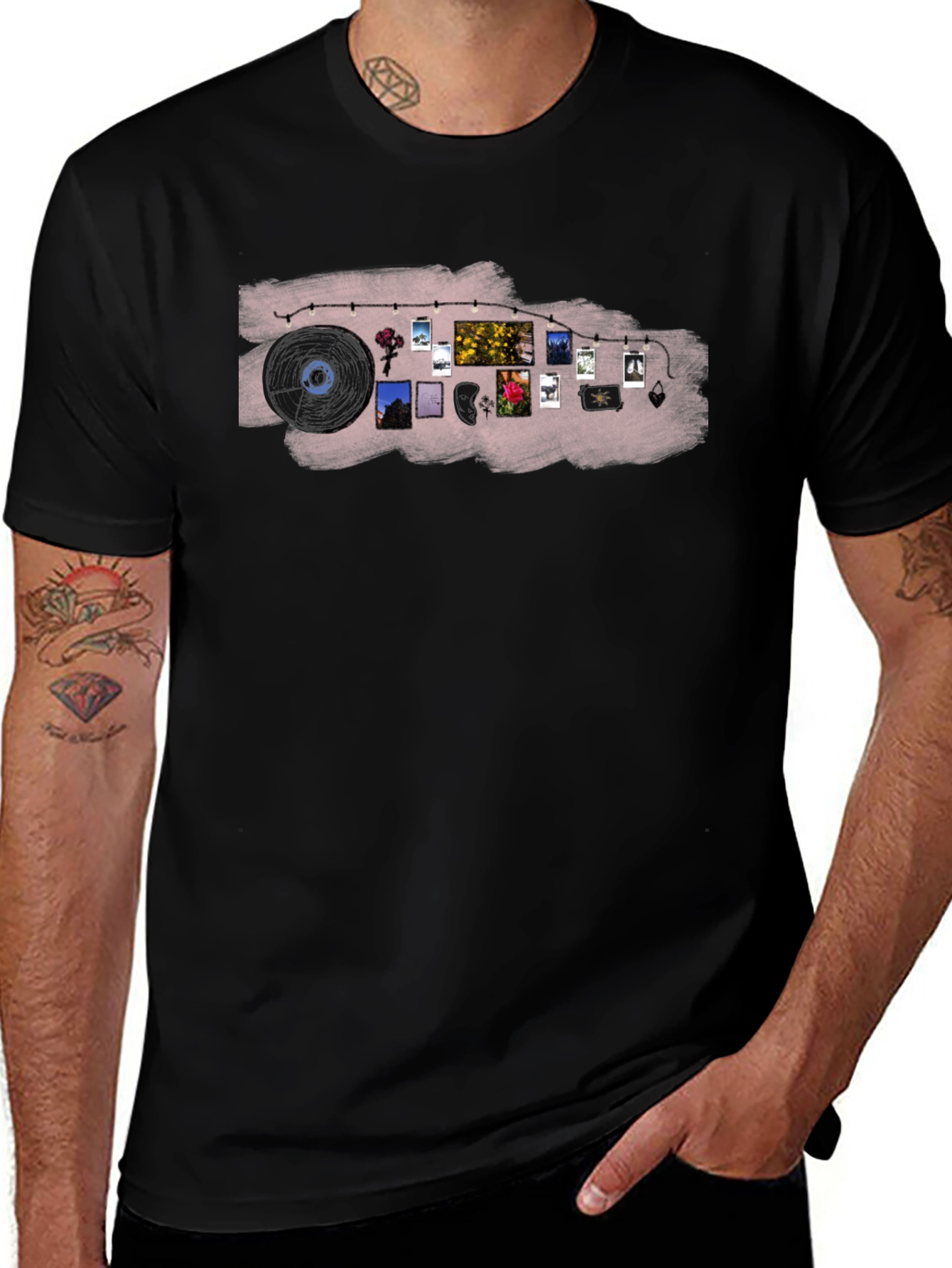 Artsy Retro Music and Photo T-Shirt