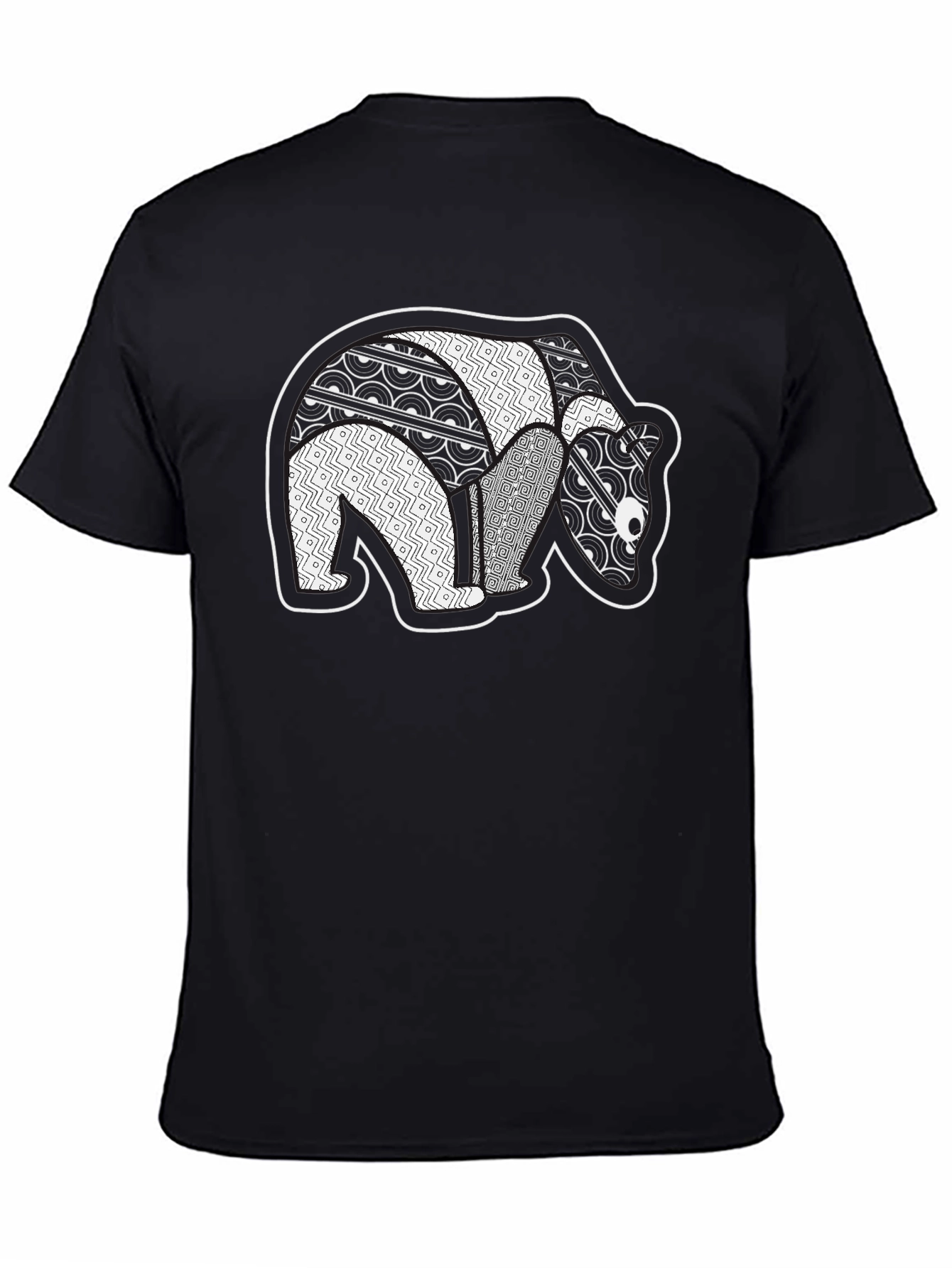 Abstract Bear Graphic Black T-Shirt