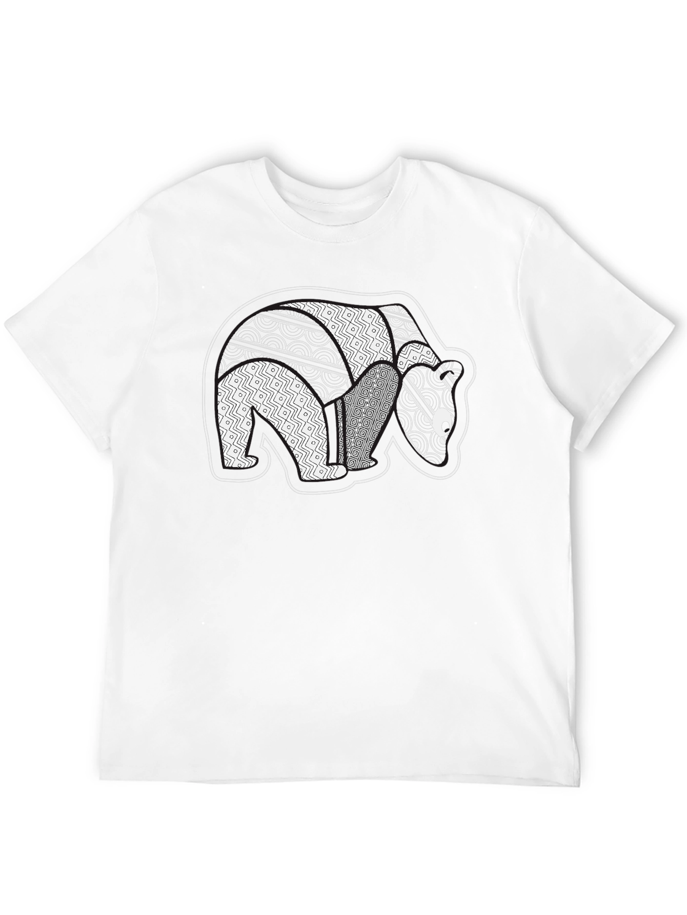 Abstract Bear Graphic Black T-Shirt