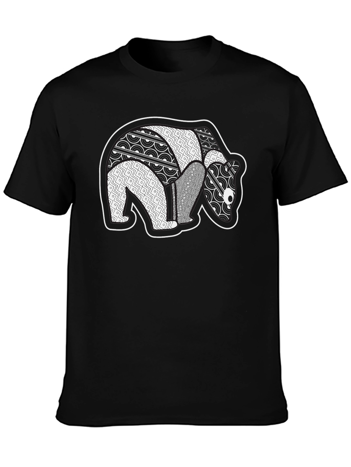 Abstract Bear Graphic Black T-Shirt