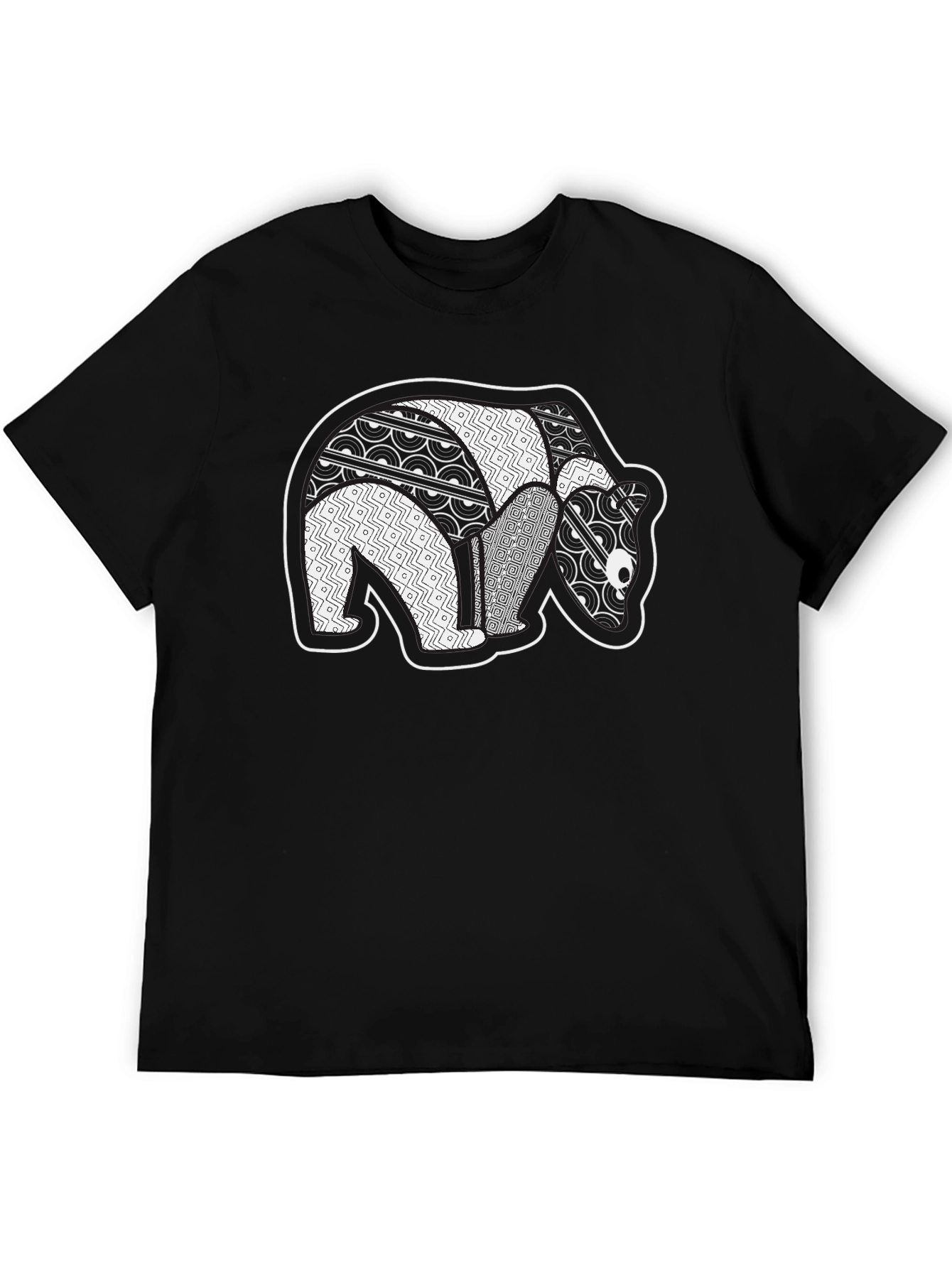 Abstract Bear Graphic Black T-Shirt