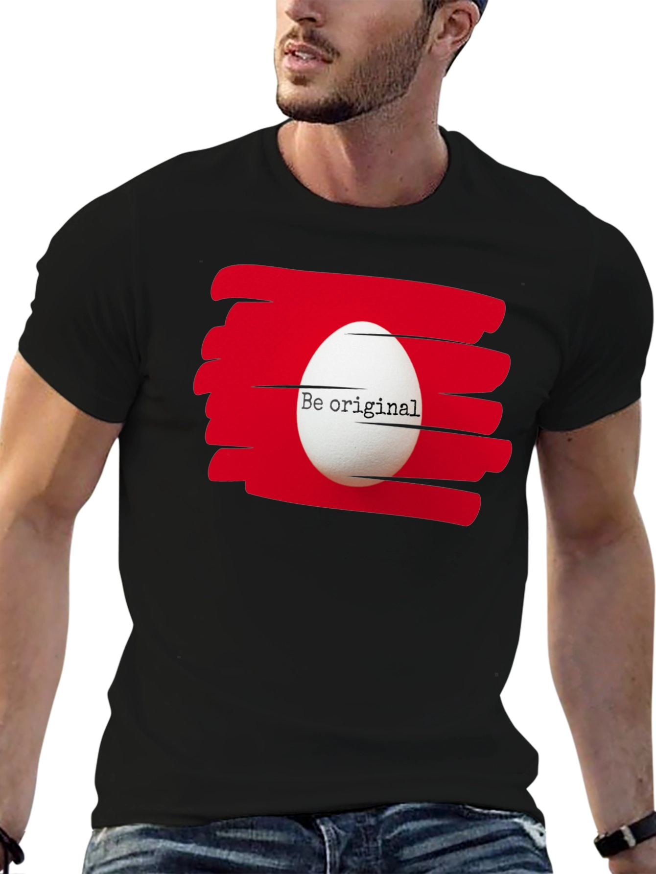 Be Original Egg Graphic Tee - Black