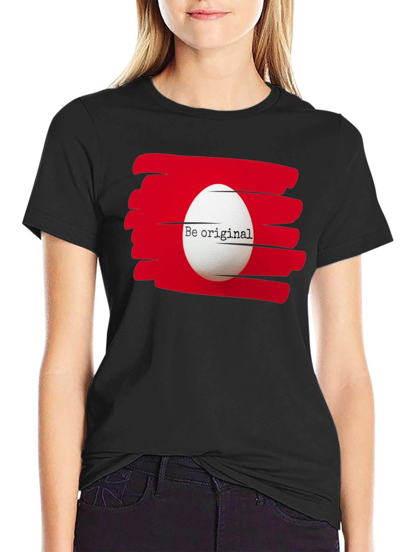 Be Original Egg Graphic Tee - Black
