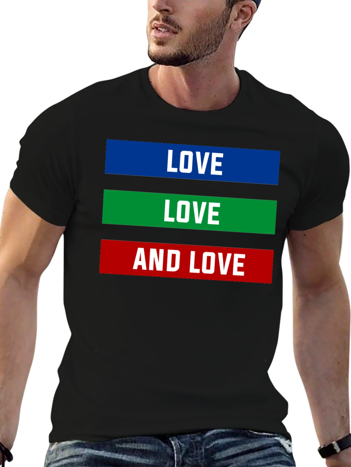 Love Graphic Tee - Mens Black Cotton T-Shirt