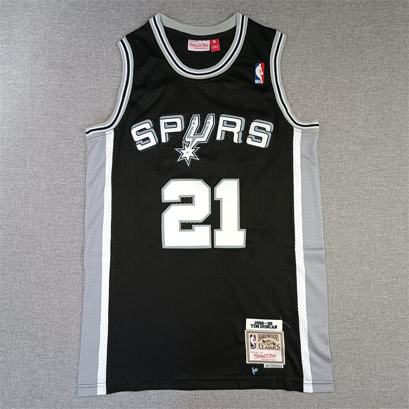 Men's San Antonio Spurs Tim Duncan Black Big & Tall Hardwood Classics Jerseys
