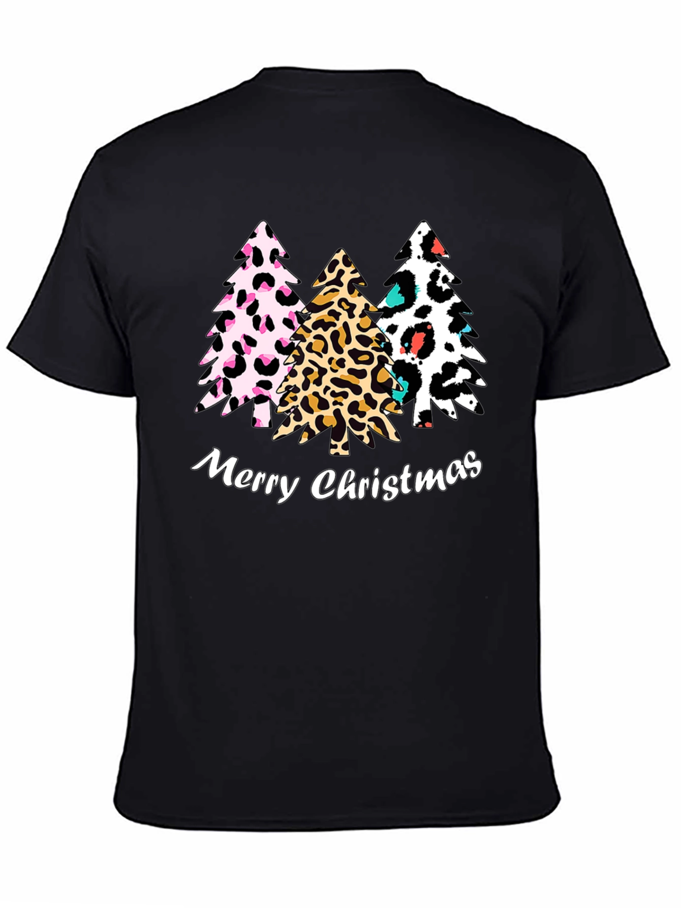 Merry Christmas Leopard Print Tree T-Shirt