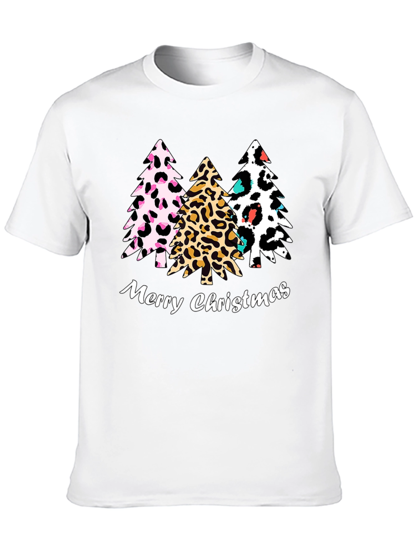 Merry Christmas Leopard Print Tree T-Shirt