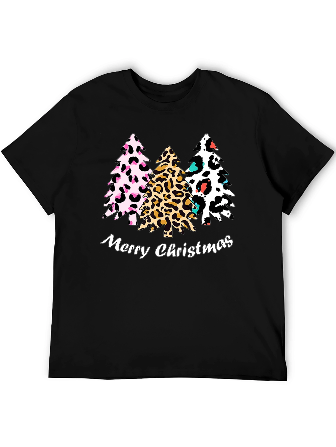 Merry Christmas Leopard Print Tree T-Shirt