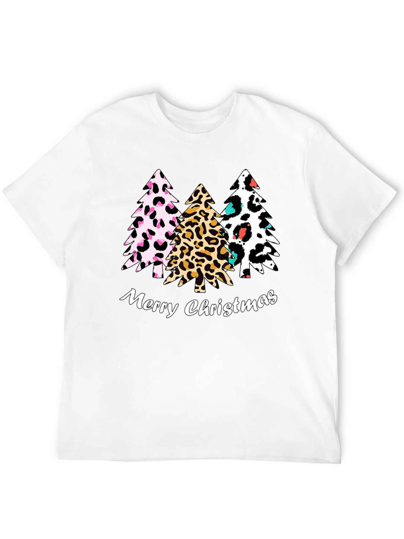 Merry Christmas Leopard Print Tree T-Shirt