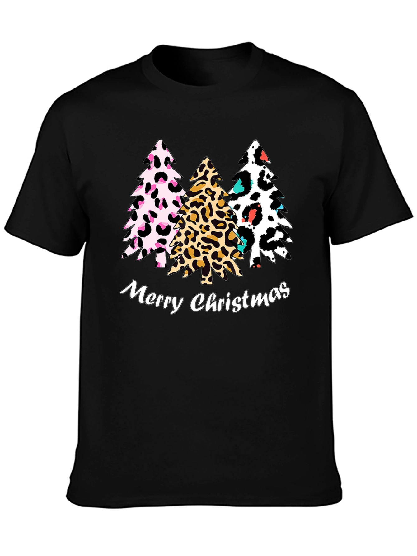 Merry Christmas Leopard Print Tree T-Shirt
