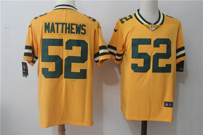 Men's Green Bay Packers Clay Matthews #52 Yellow Inverted Legend Jerseys