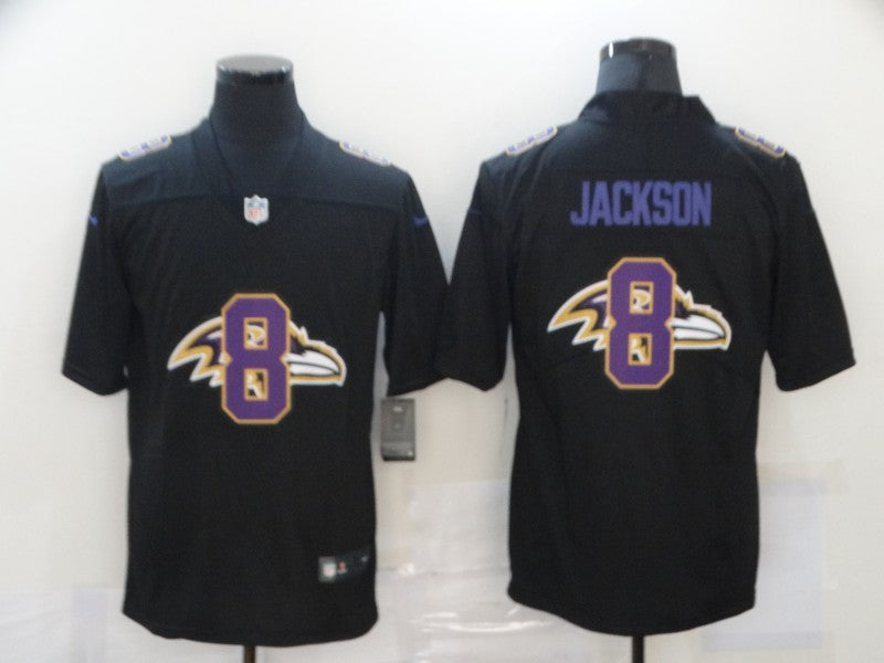 Men's Baltimore Ravens #8 Lamar Jackson Black Authentic Game Jerseys