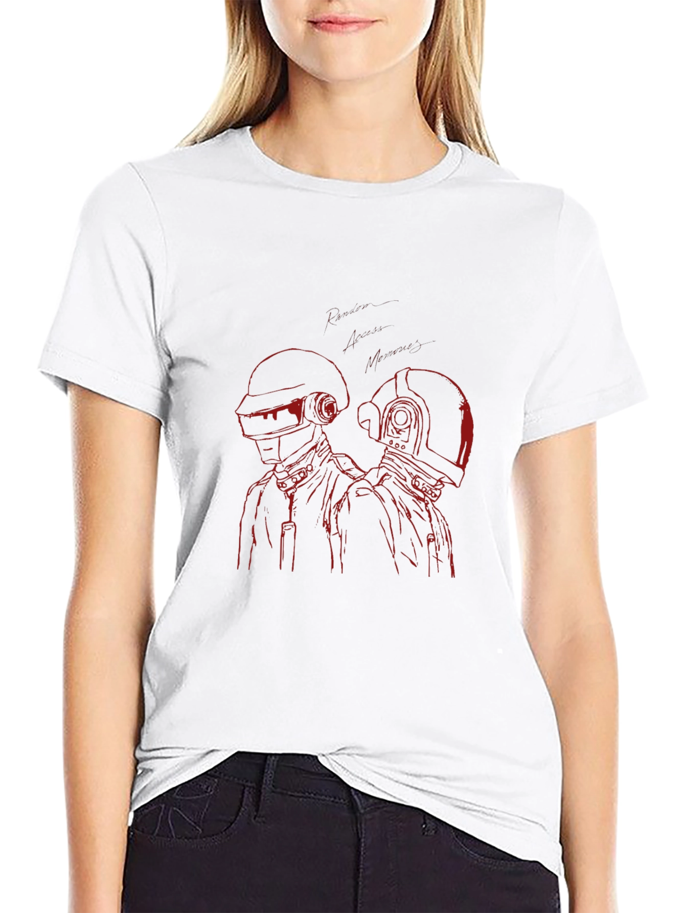 Daft Punk Graphic Tee - Black Cotton Blend T-Shirt