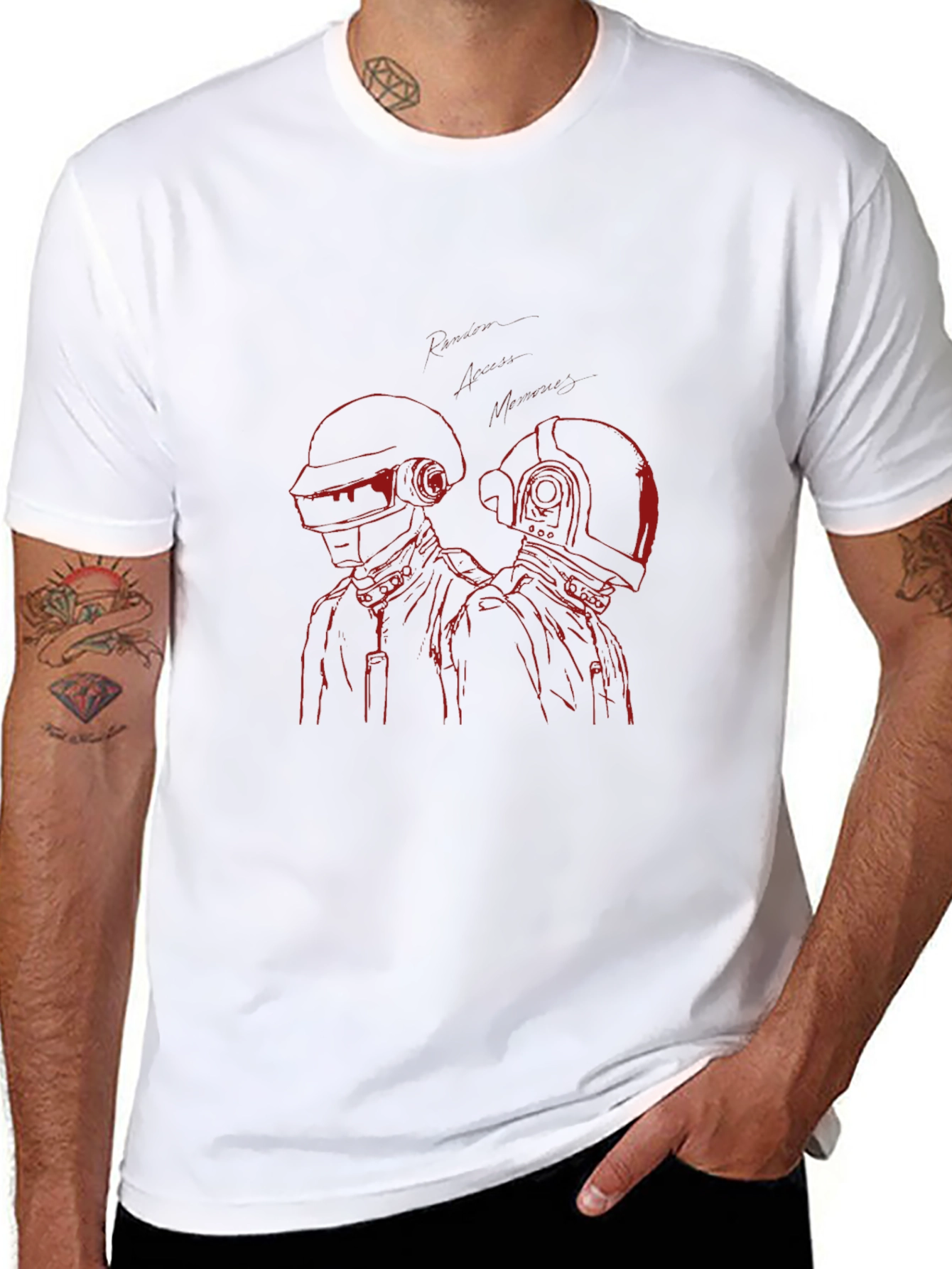 Daft Punk Graphic Tee - Black Cotton Blend T-Shirt