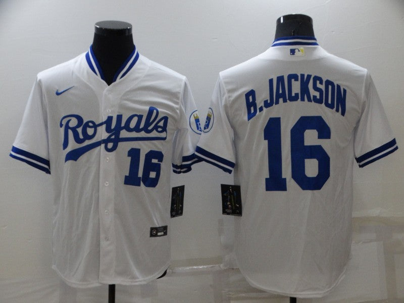 Men's Kansas City Royals Bo Jackson #16 White Stitched Jerseys
