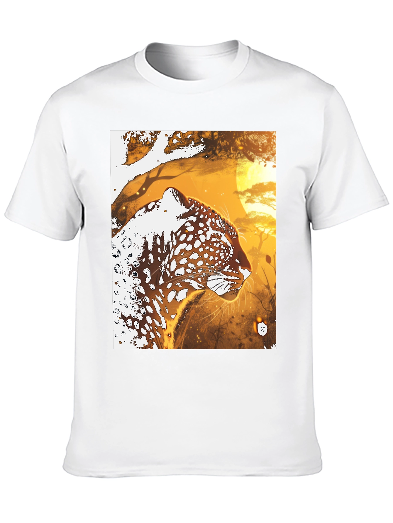Leopard Graphic Black T-Shirt - Wildlife Art
