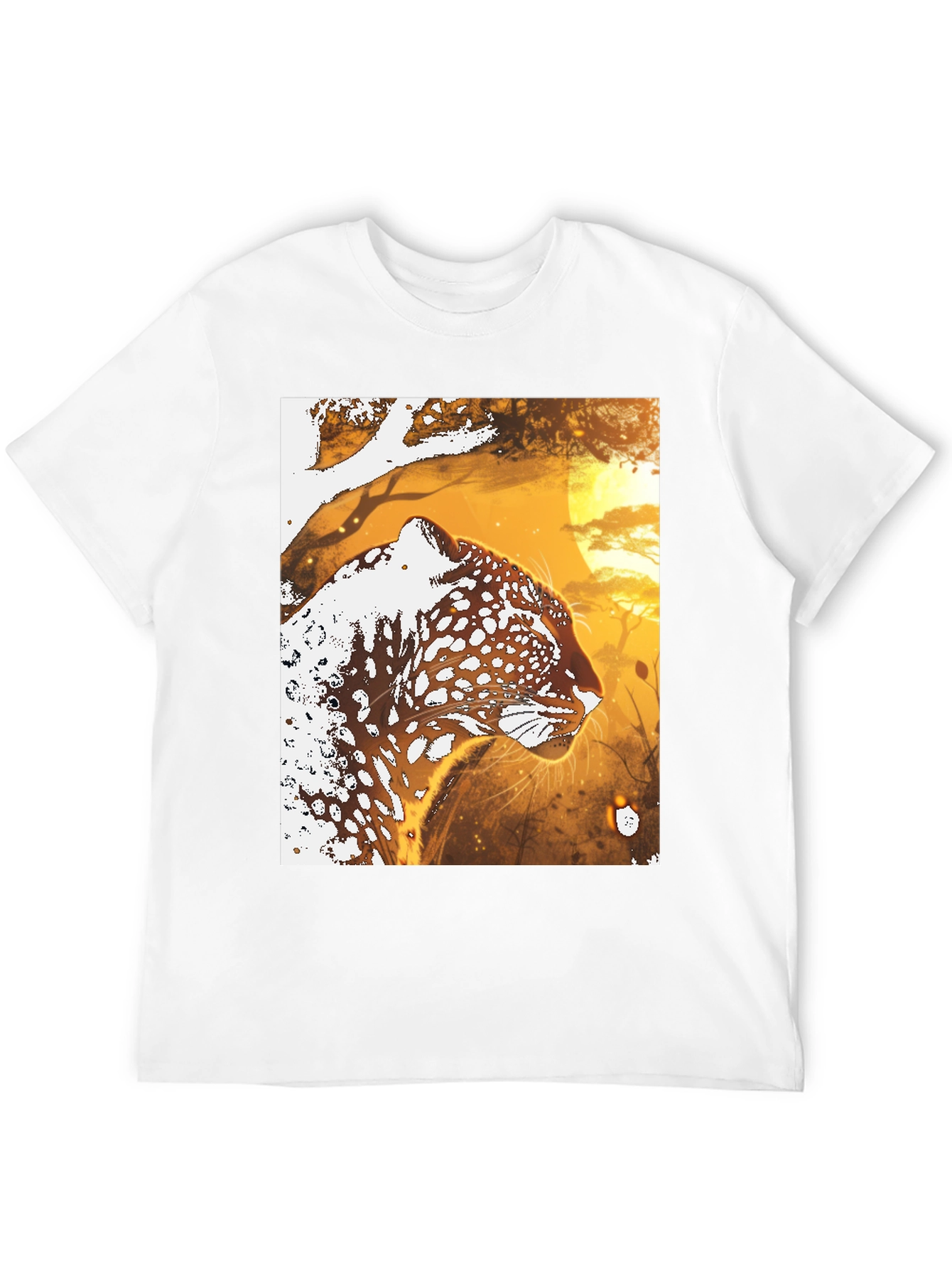 Leopard Graphic Black T-Shirt - Wildlife Art