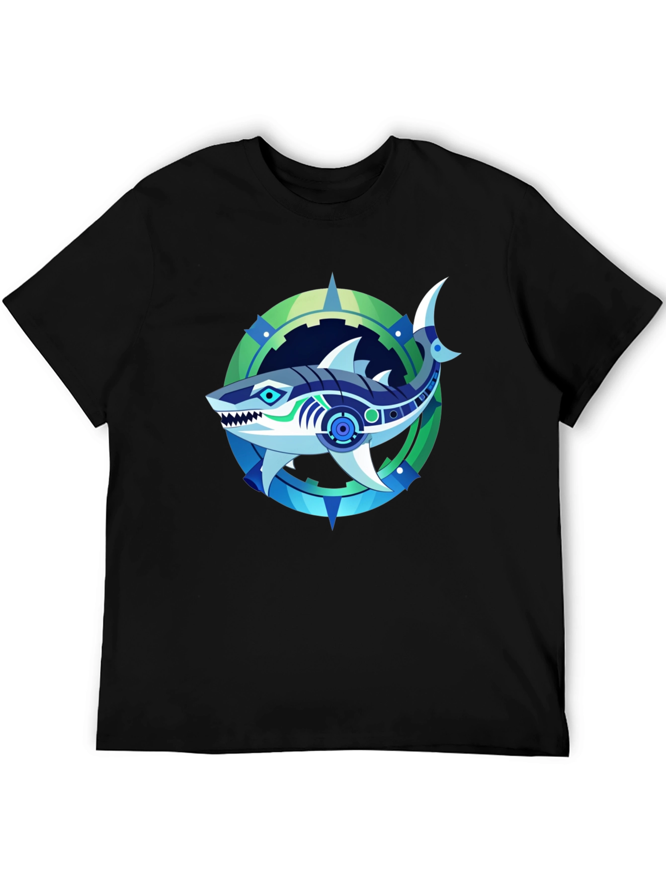 Cyber Shark Graphic Black T-Shirt