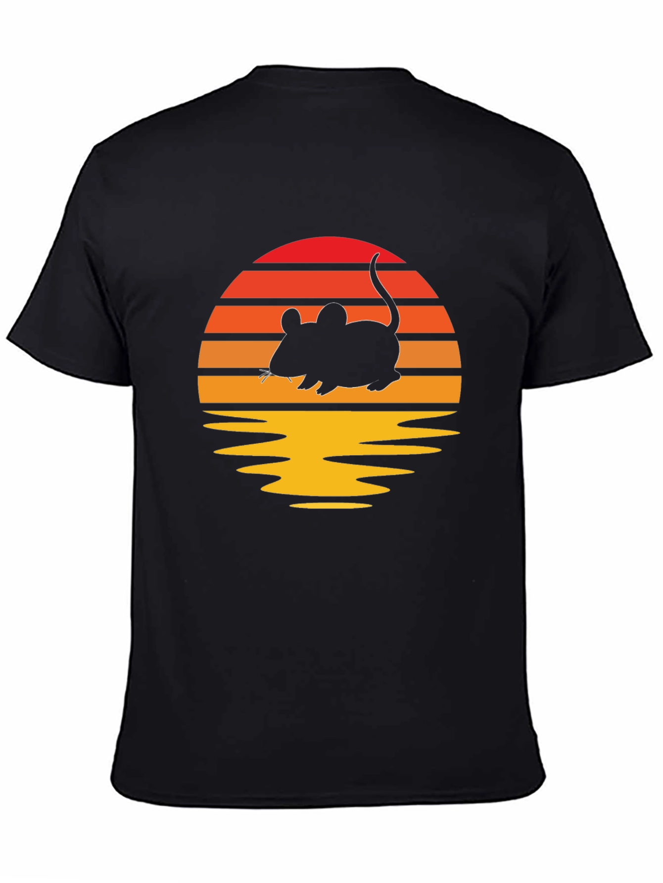 Retro Sunset Mouse T-Shirt - Black