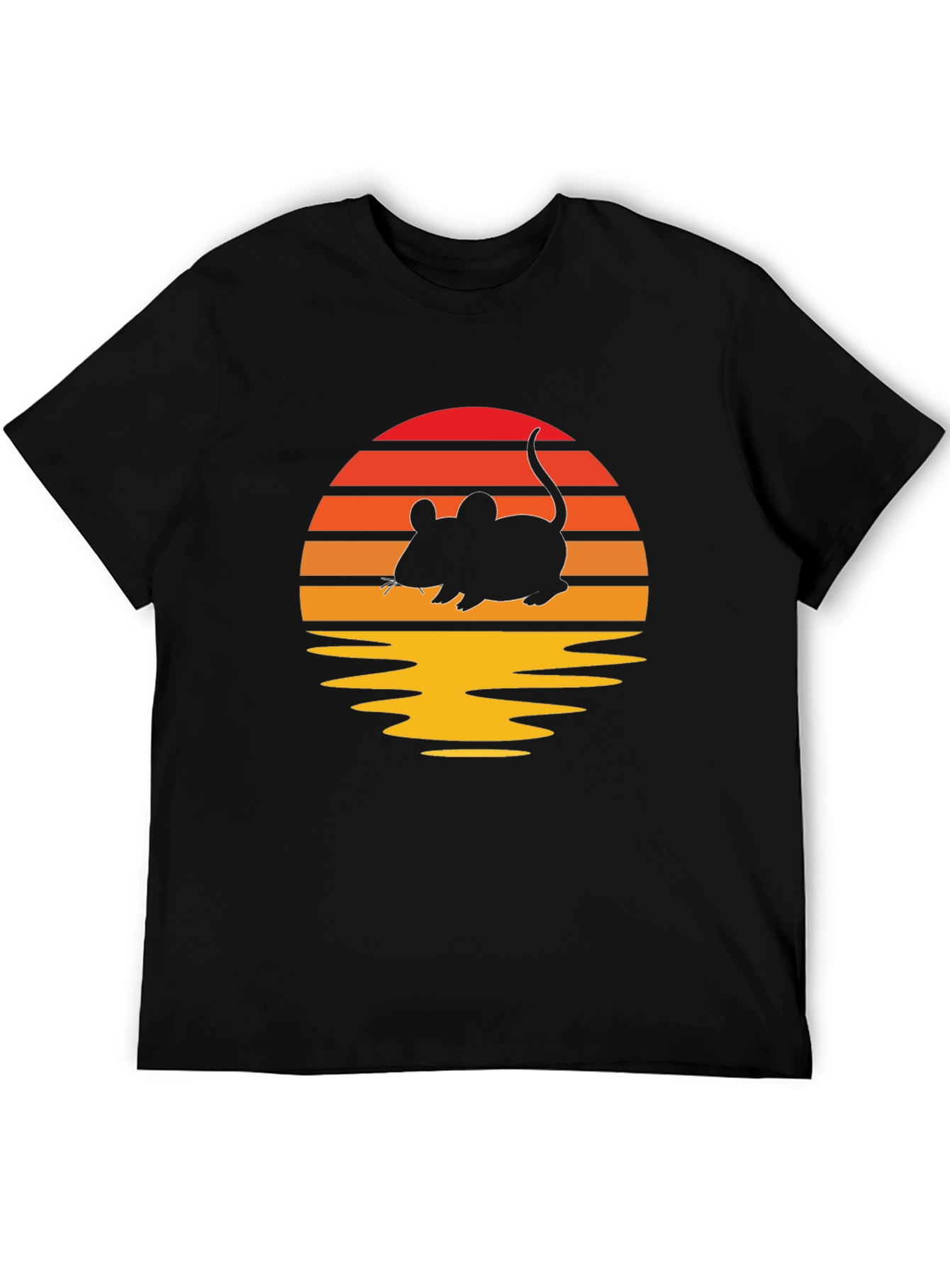 Retro Sunset Mouse T-Shirt - Black