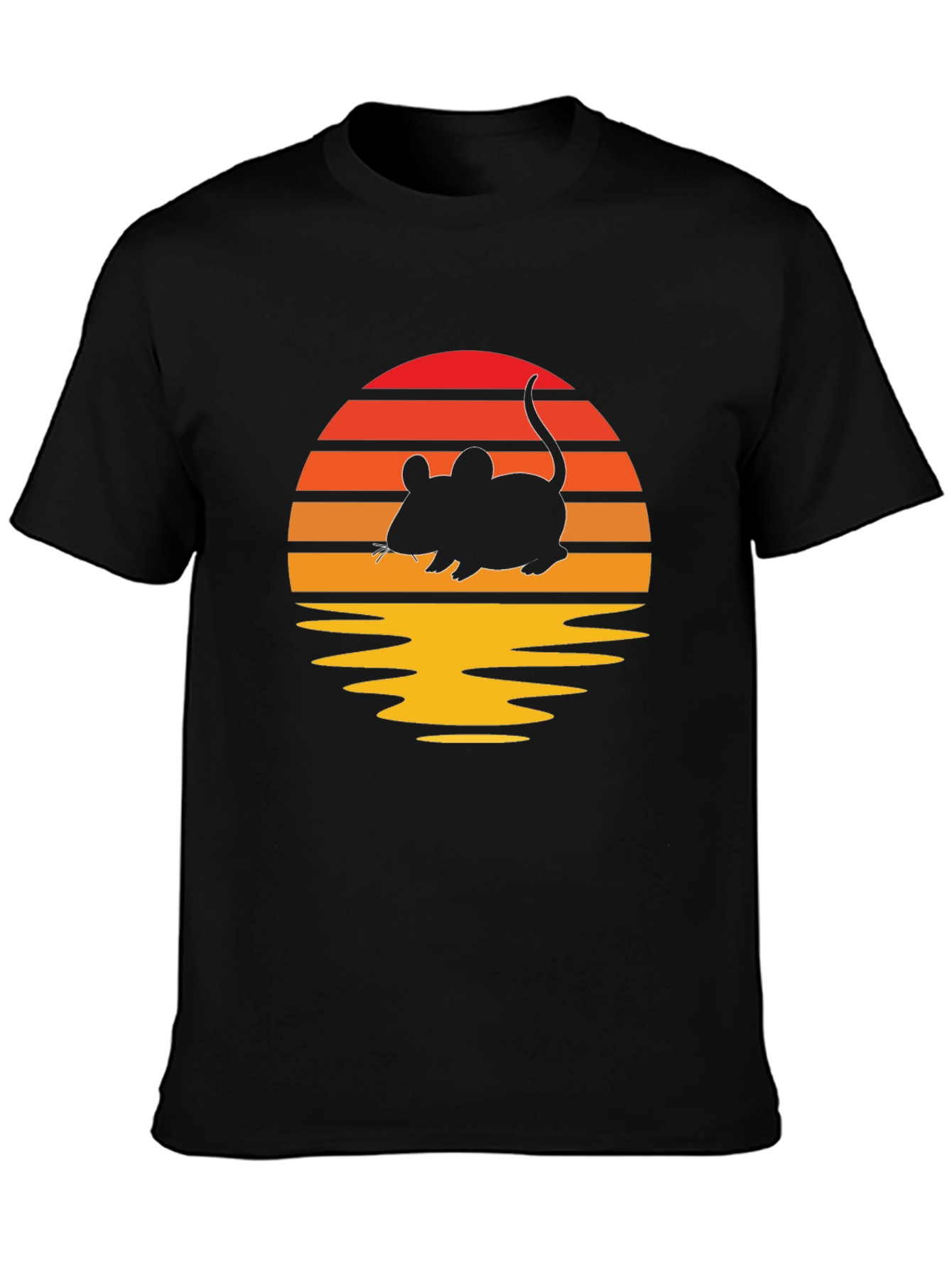 Retro Sunset Mouse T-Shirt - Black