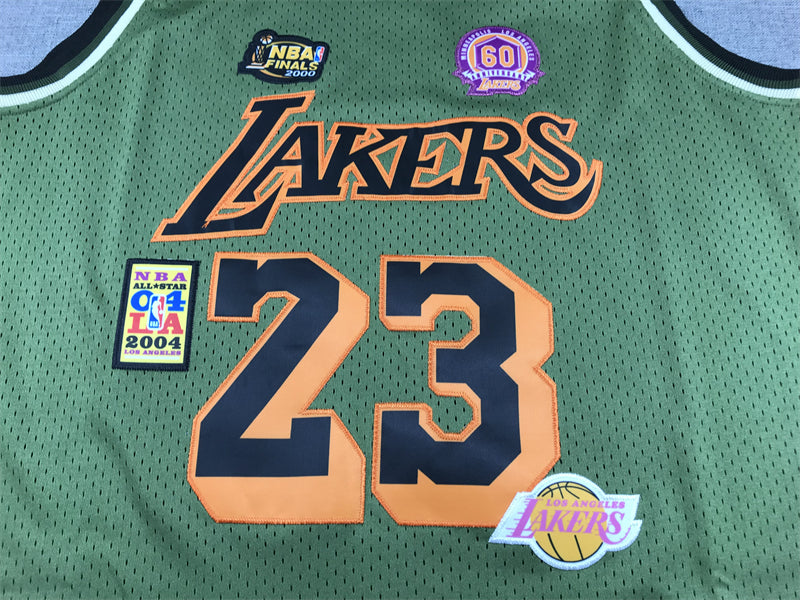 Men's Los Angeles Lakers LeBron James #23 Army Green 2018-19 Hardwood Classics Swingman Jerseys