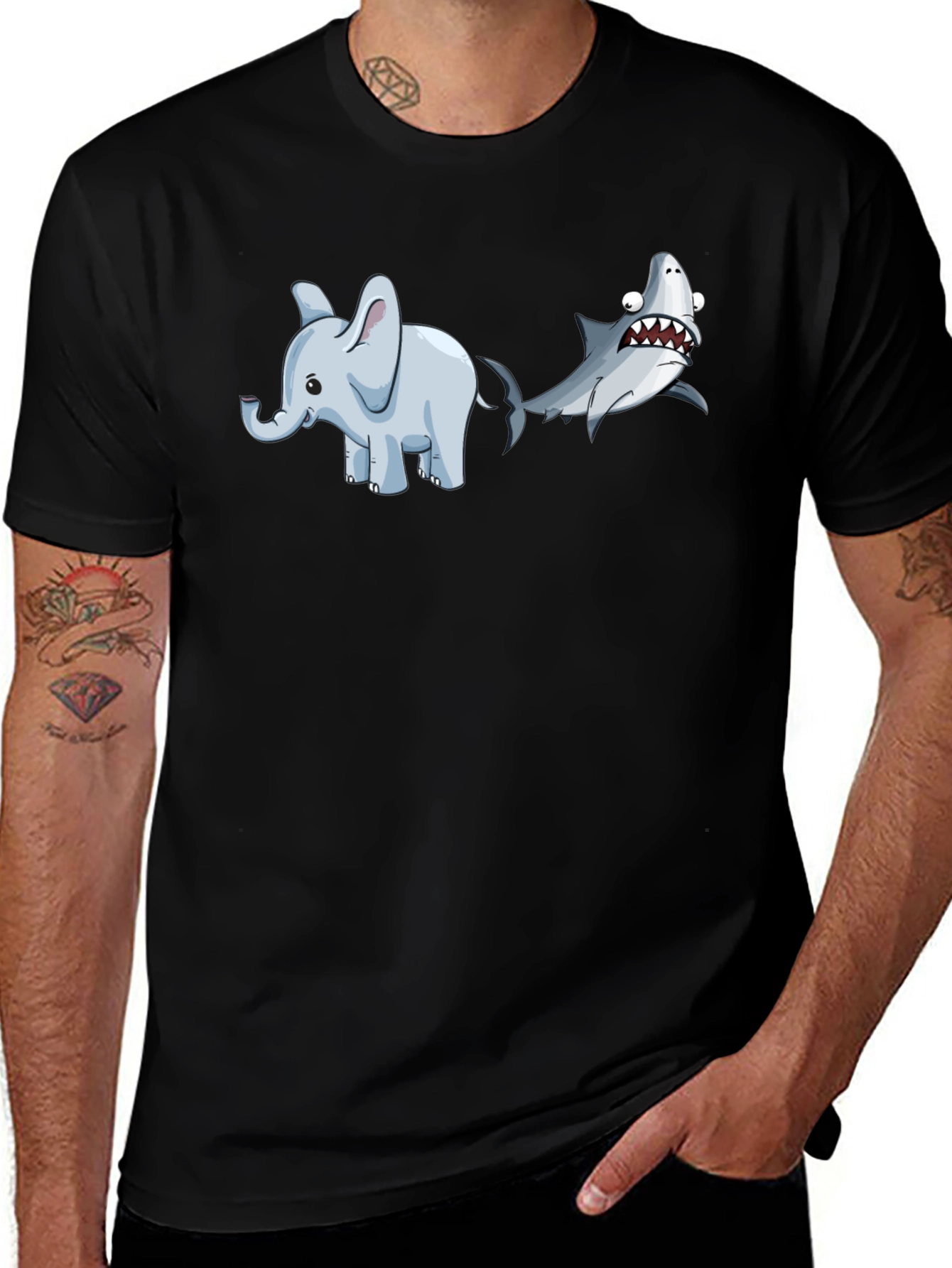 Elephant Shark T-Shirt - Humorous Animal Graphic Tee