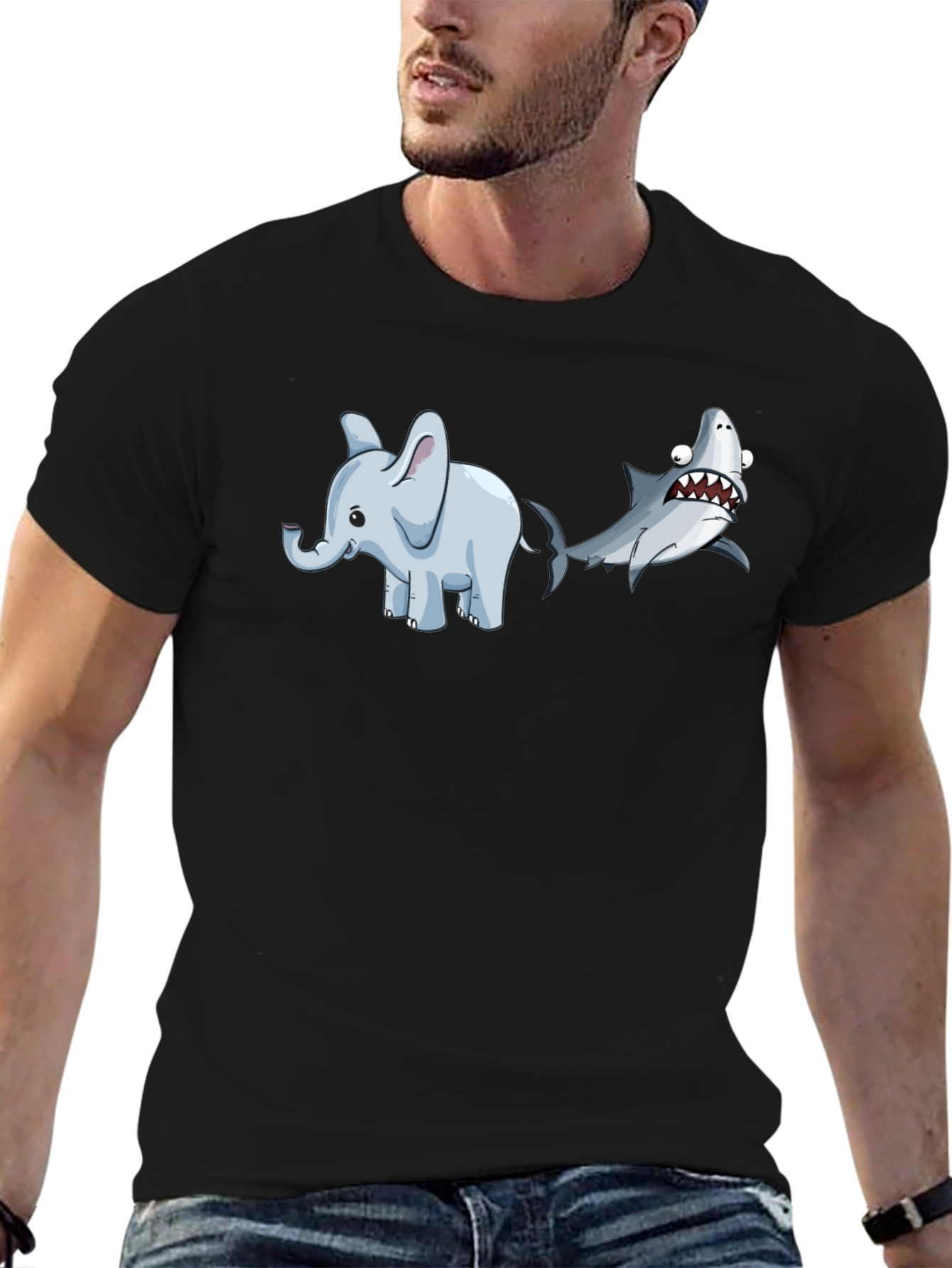 Elephant Shark T-Shirt - Humorous Animal Graphic Tee